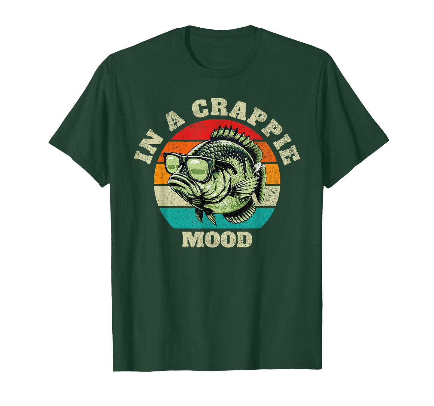 Funny In A Crappie Mood Retro Fishing Sarcastic Dad Mens T-Shirt