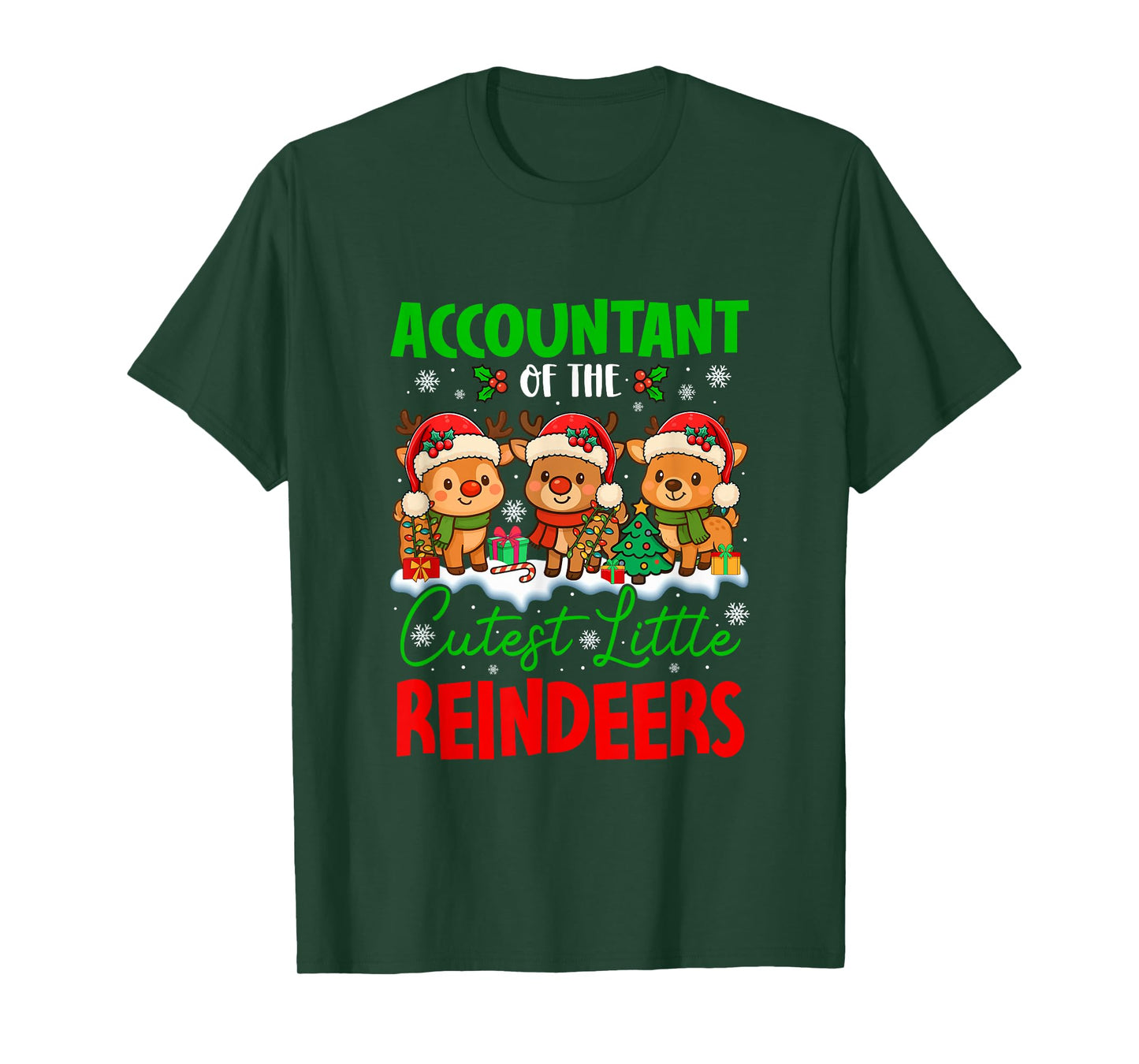 Accountant of Cutest Reindeers Xmas Three Santa Reindeers T-Shirt