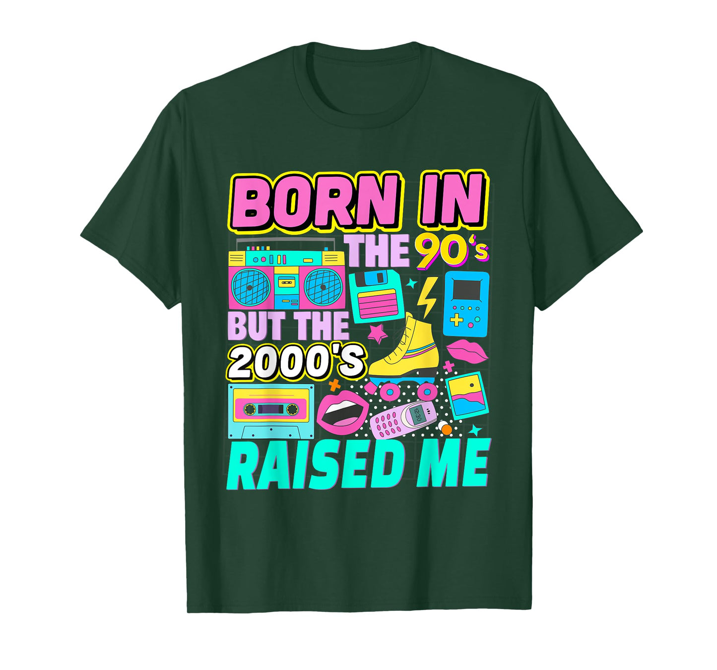 Born In The 90's But The 2000's Raised Me Vintage Retro 90s T-Shirt
