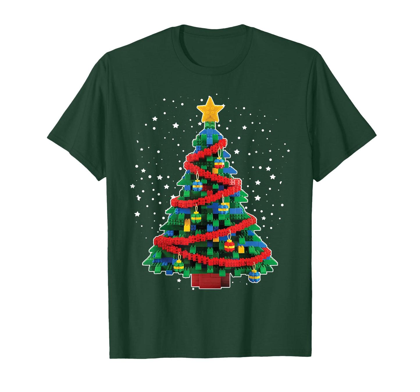 Christmas Tree Block Building Builder Brick Christmas T-Shirt