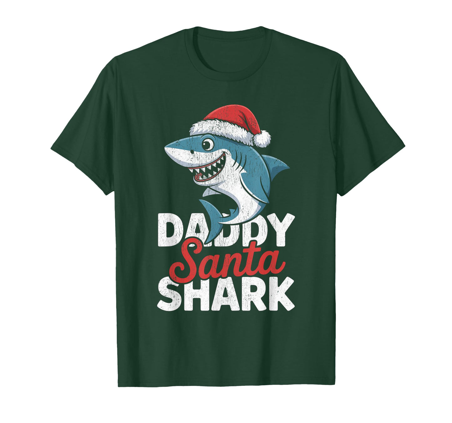 Papa Sharkmas Funny Shark Santa Hat Ugly Christmas Sweater T-Shirt
