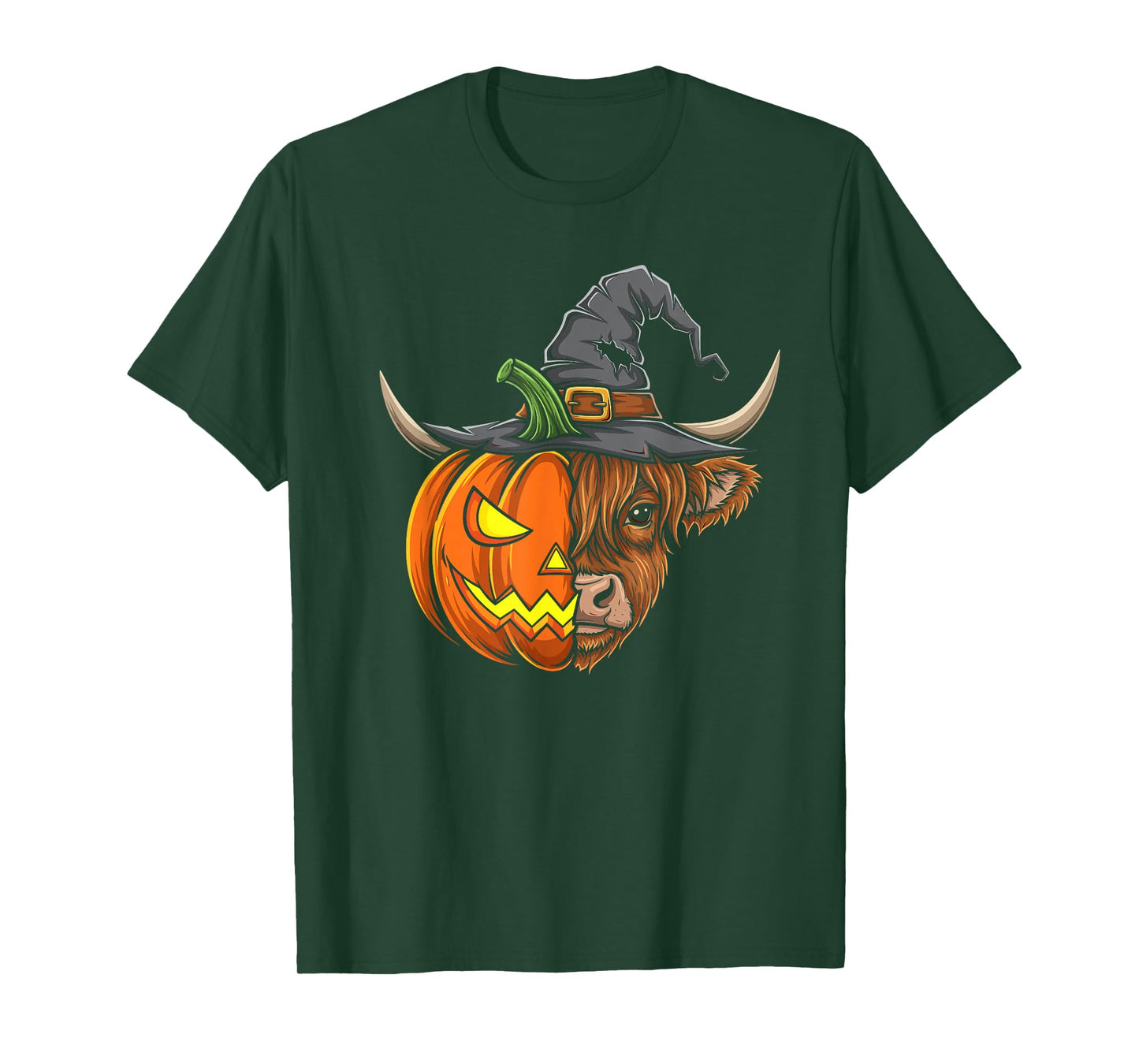 Highland Cow Pumpkin Jack O Lantern Halloween Mens Womens T-Shirt