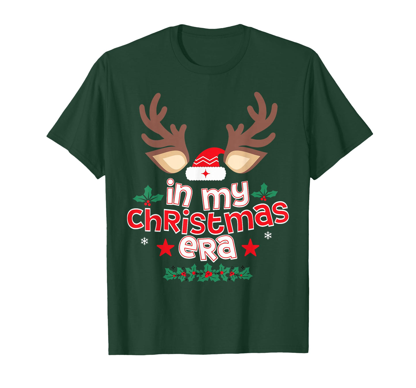in My Christmas Era Holiday Xmas Reindeer Santa T-Shirt