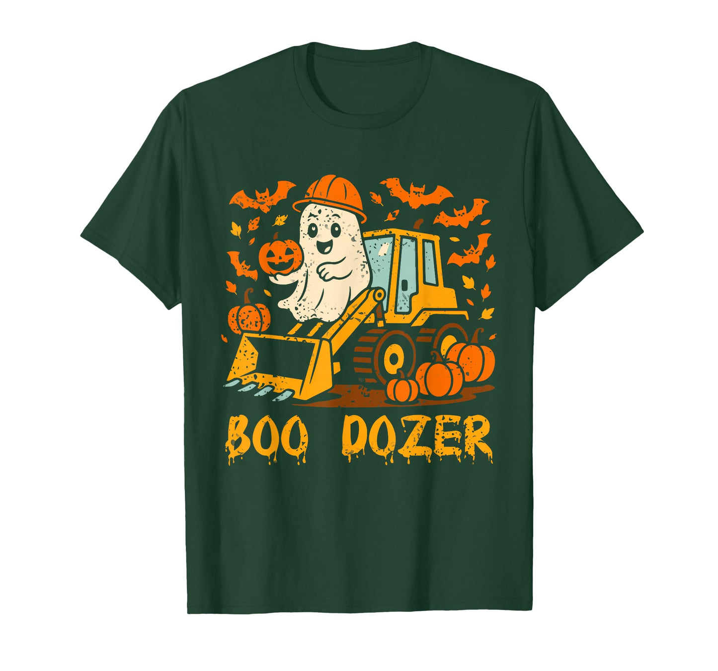 Boo Dozer Ghost Bulldozer Halloween Construction Trucks Kids T-Shirt