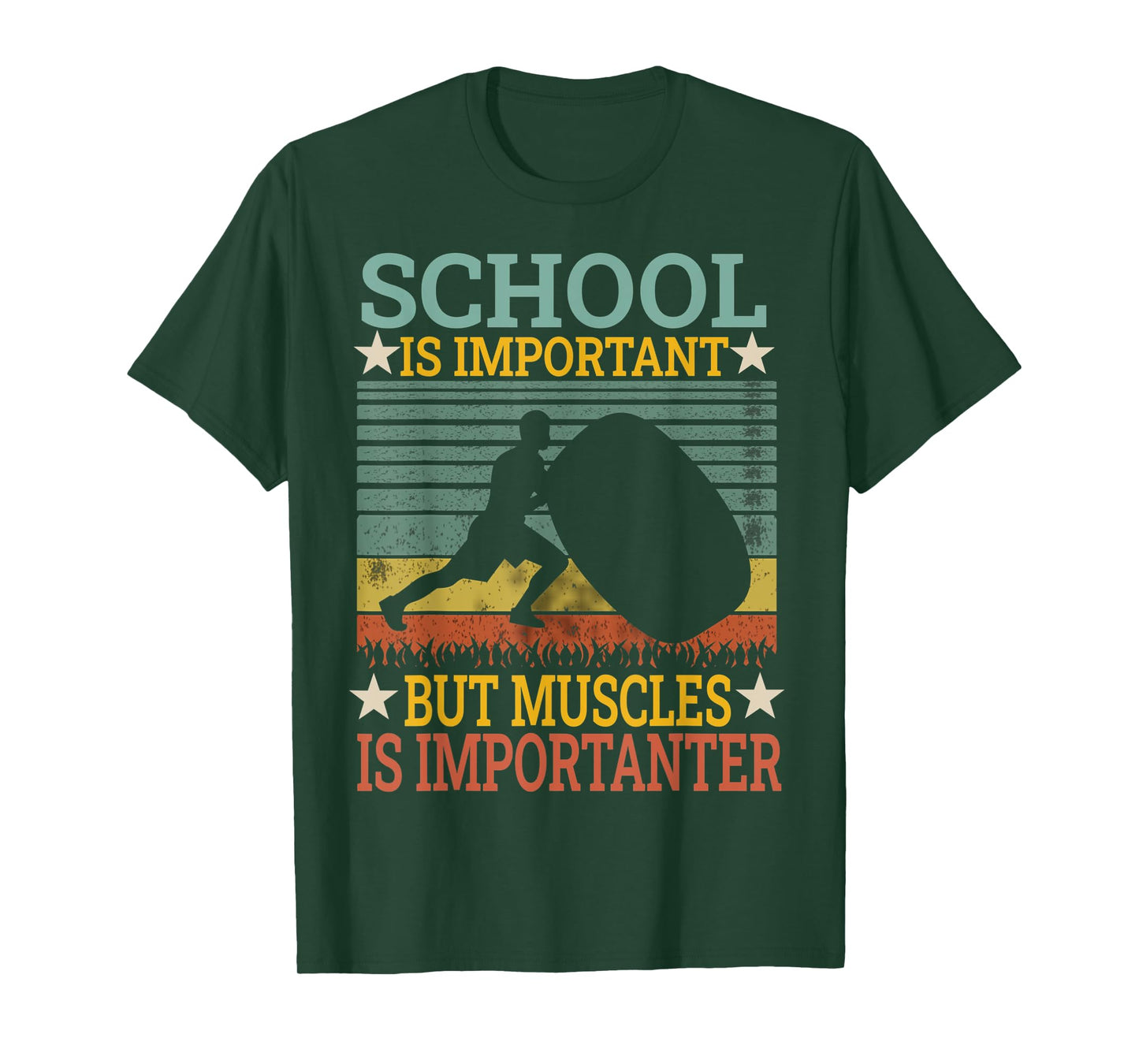School Is Important But Muscles Is Importanter Funny Gifts T-Shirt