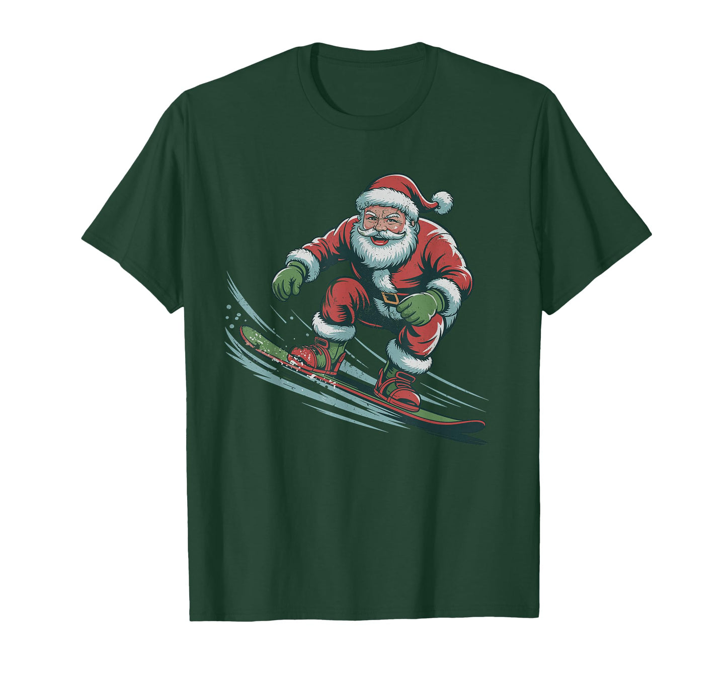 Vintage Santa Snowboarding Retro Christmas Holiday Sports T-Shirt