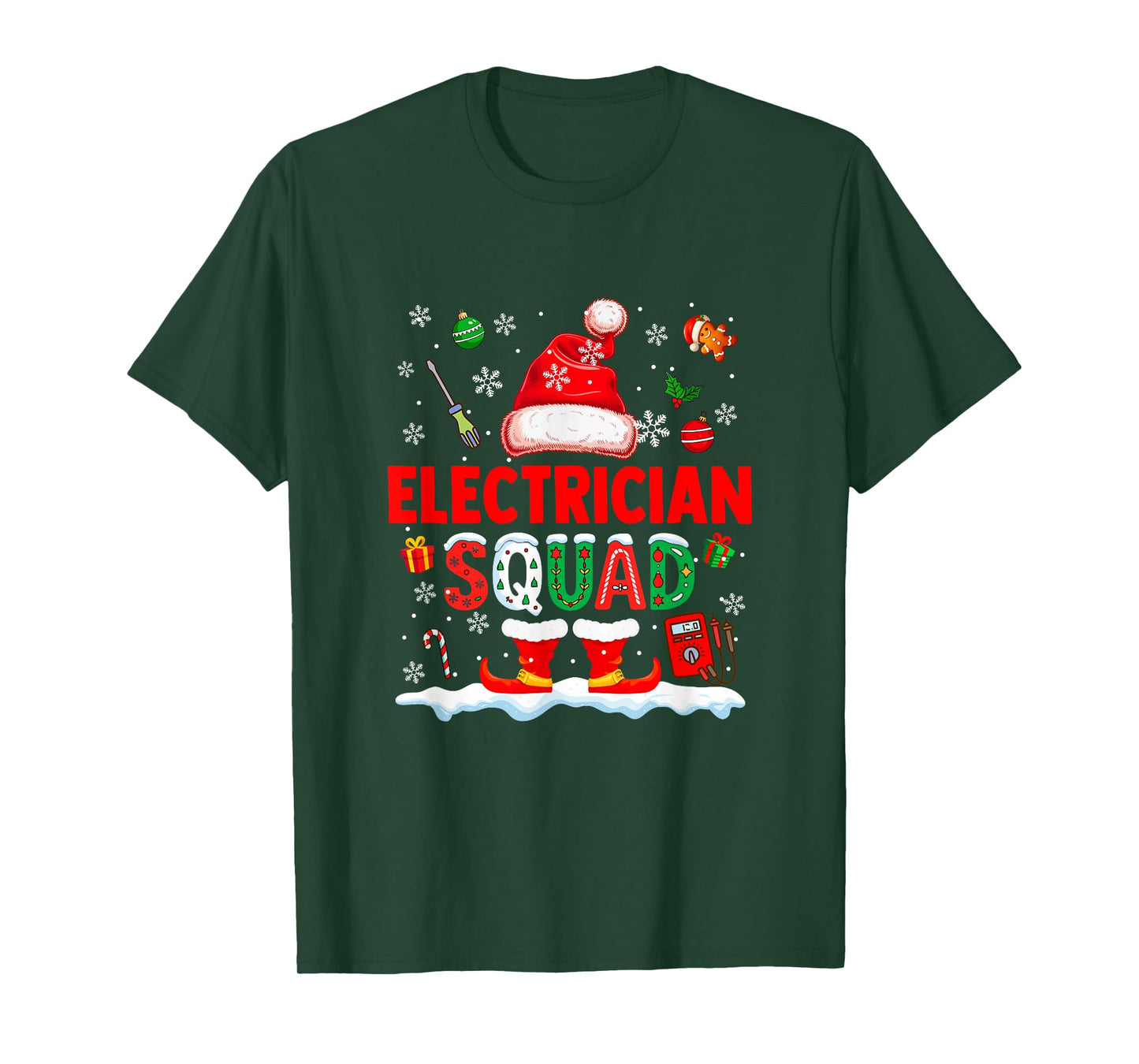 Electrician Squad Men Job Christmas Santa Costume Bow Tie T-Shirt