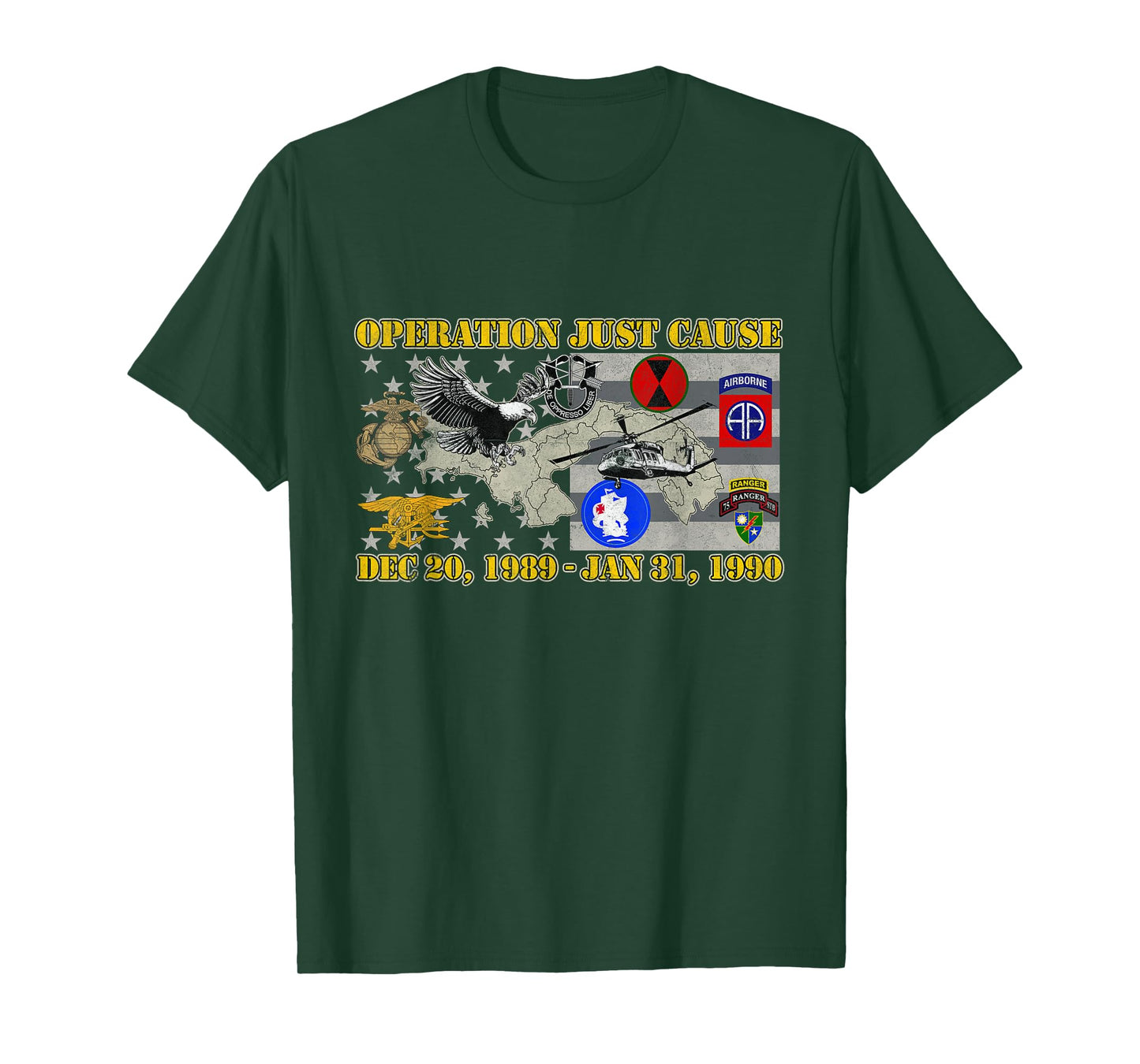 Operation Just Cause Map Panama OJC Veteran Vintage Gifts T-Shirt