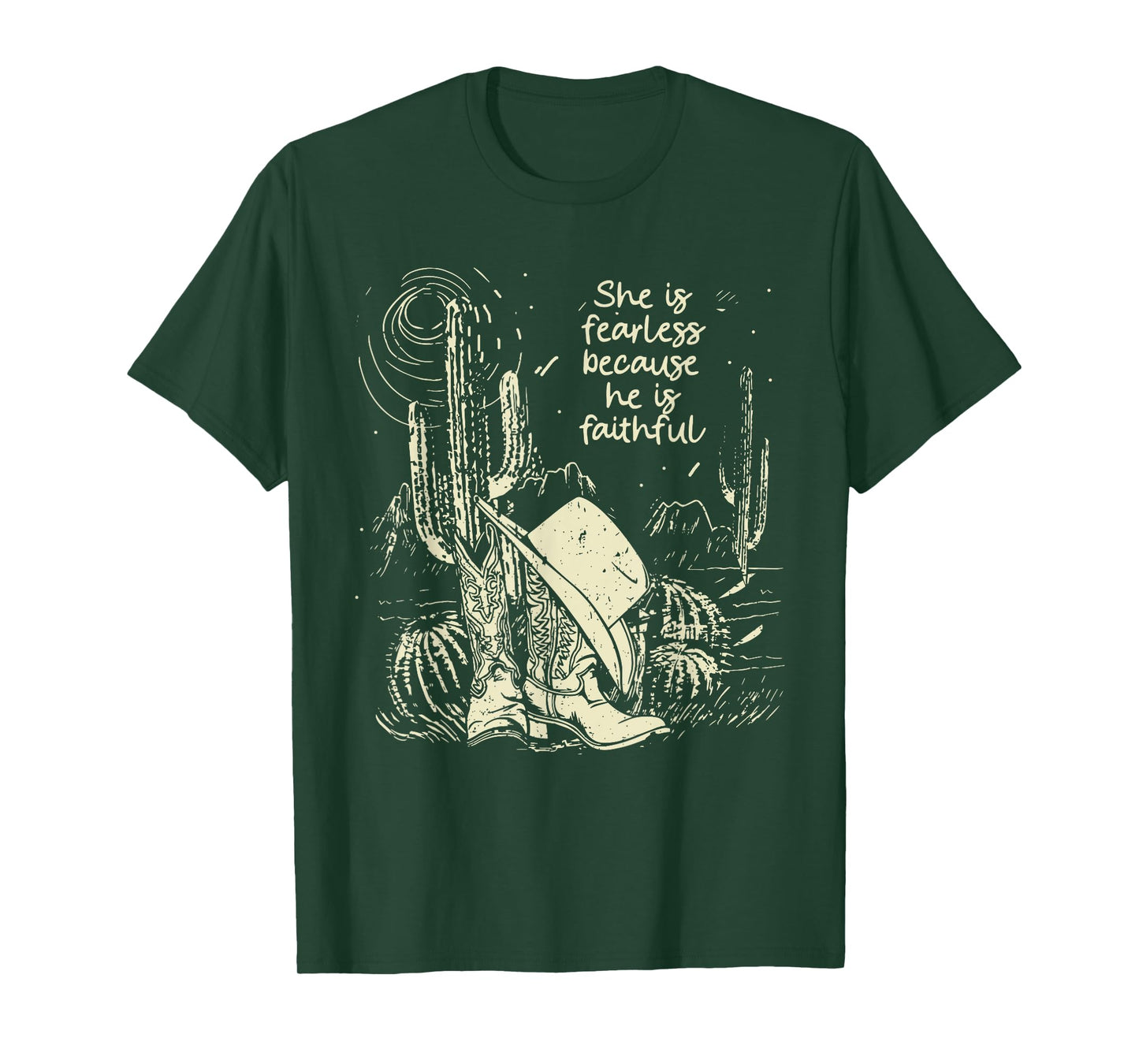 She Is Fearless Because He Is Faithful Boot Cowgirl T-Shirt