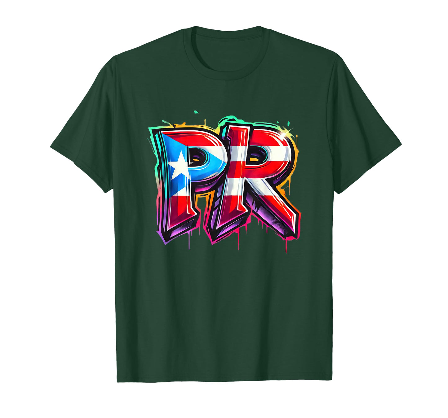 PR Graffiti Puerto Rico Flag Spray Paint Street Art Fun Cool T-Shirt