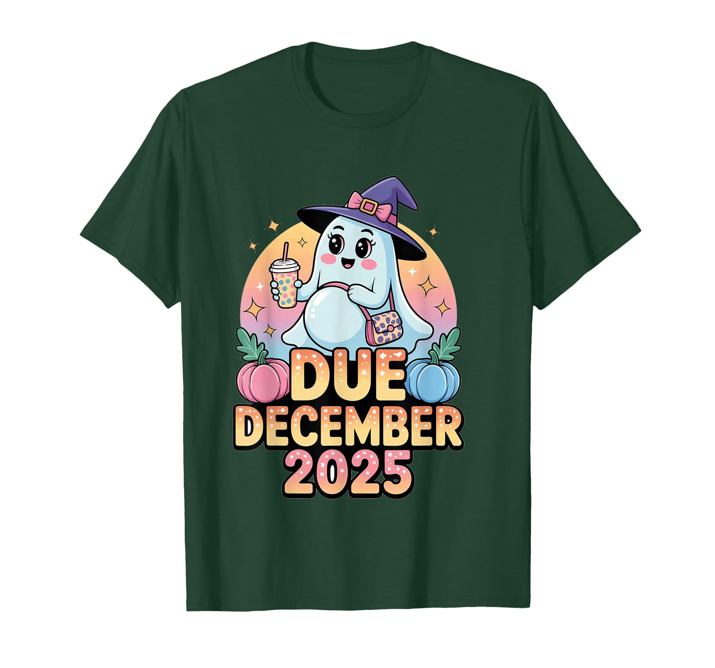 Halloween Pregnant Due December 2025 Mama Ghost Baby Mom T-Shirt