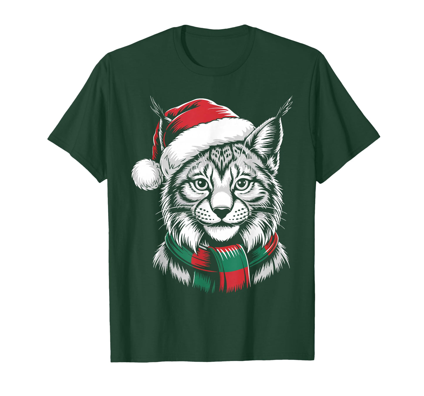 Lynxes Xmas Santa Hat Scarf Christmas Costume T-Shirt