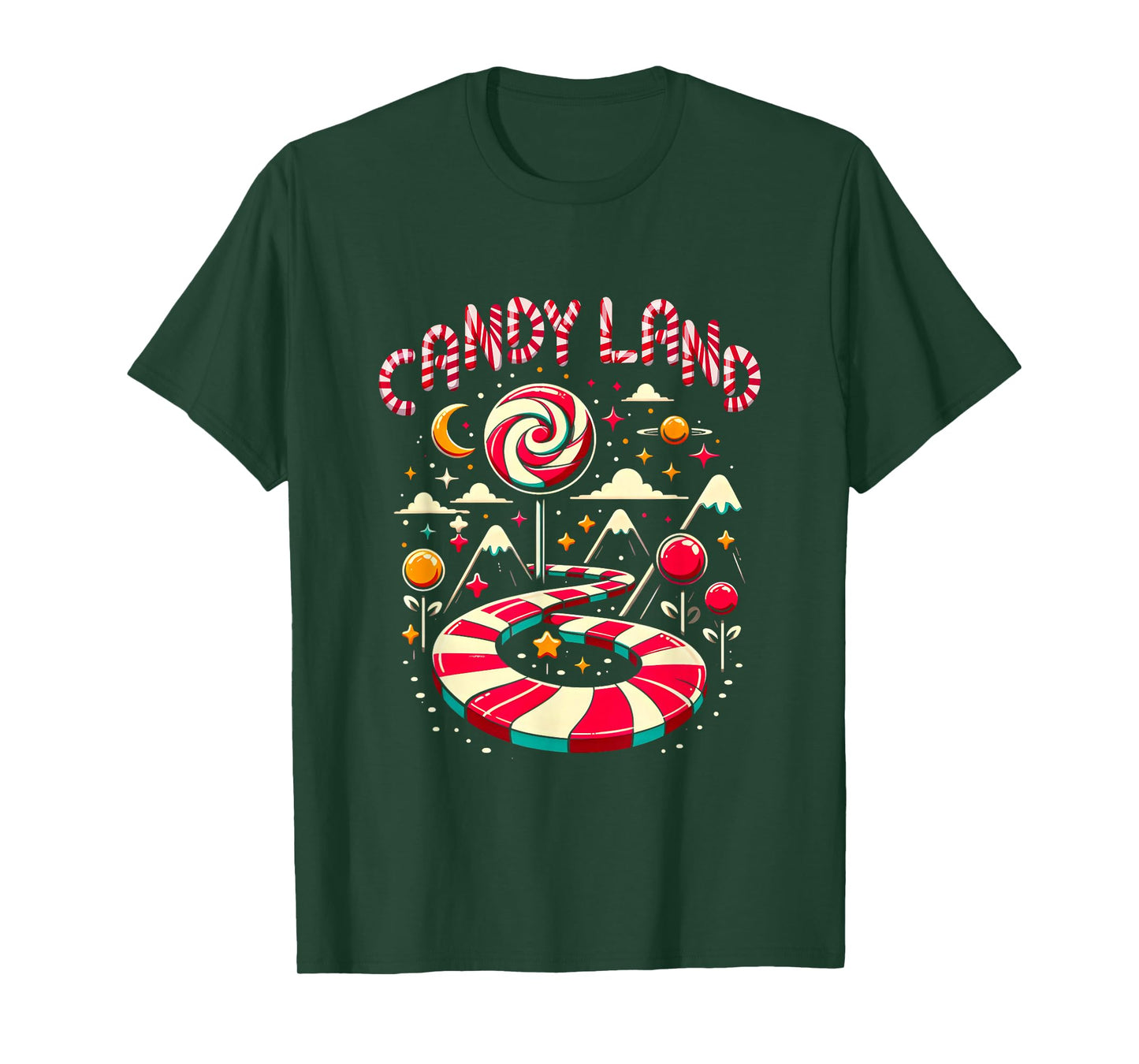 Xmas Candy Land Rainbow Trail Candy Cane Merry Christmas T-Shirt