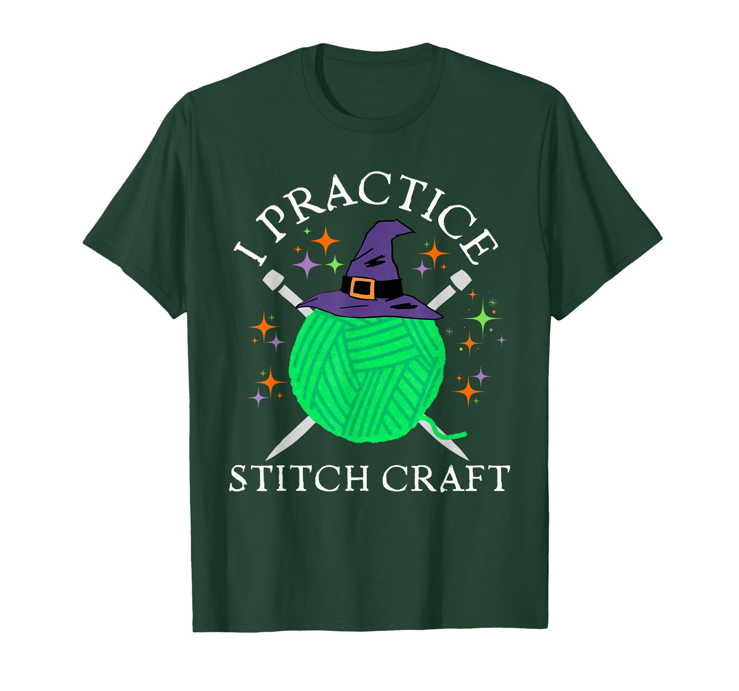 I Practice Stitch Craft Halloween Knitting Knit Yarn Funny T-Shirt