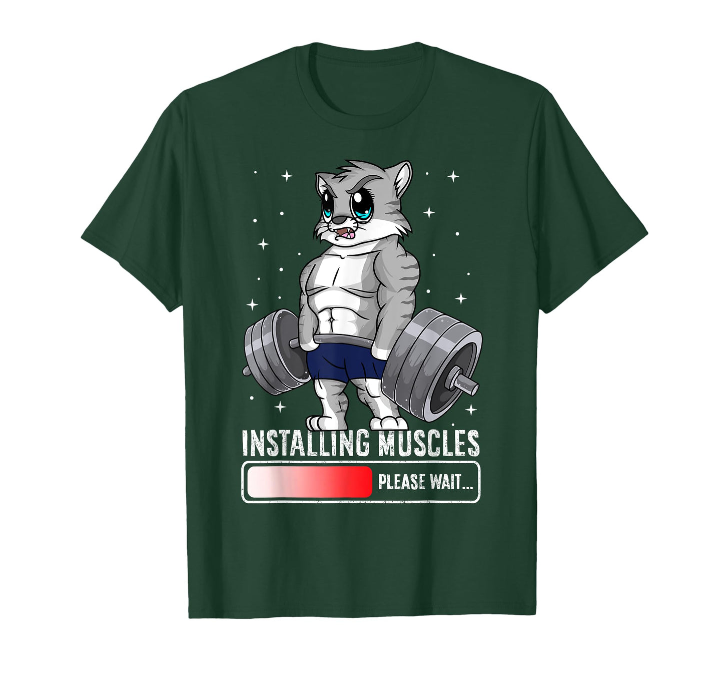 Funny Cat Weightlifting Gym Fitness Workout Lover Women Men T-Shirt