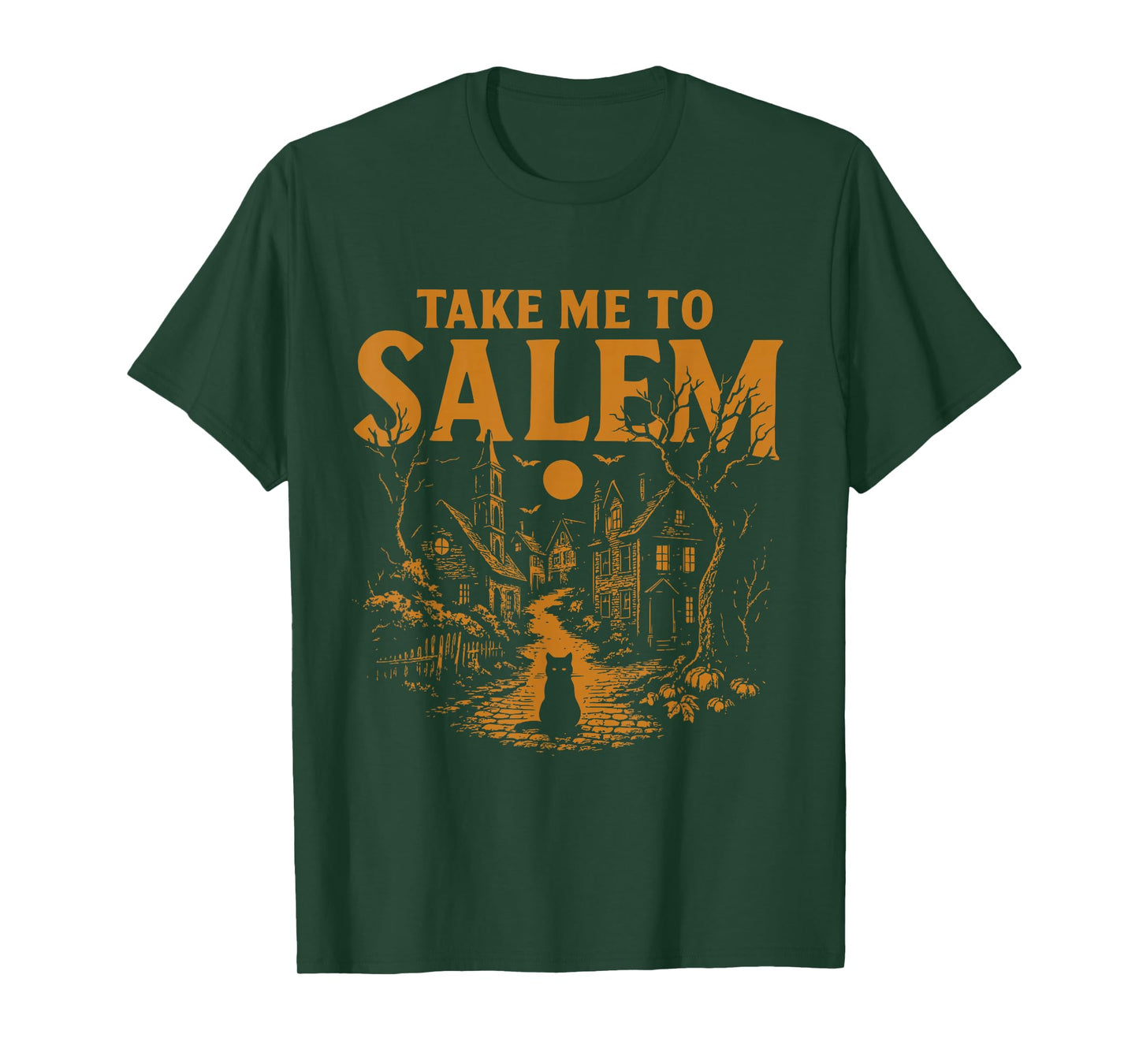 Take Me to Salem Witchy Halloween Cat Design T-Shirt