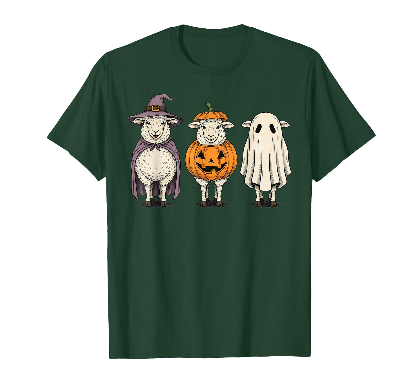 Spooky Ghost Sheep Pumpkin Halloween Farm Animal T-Shirt