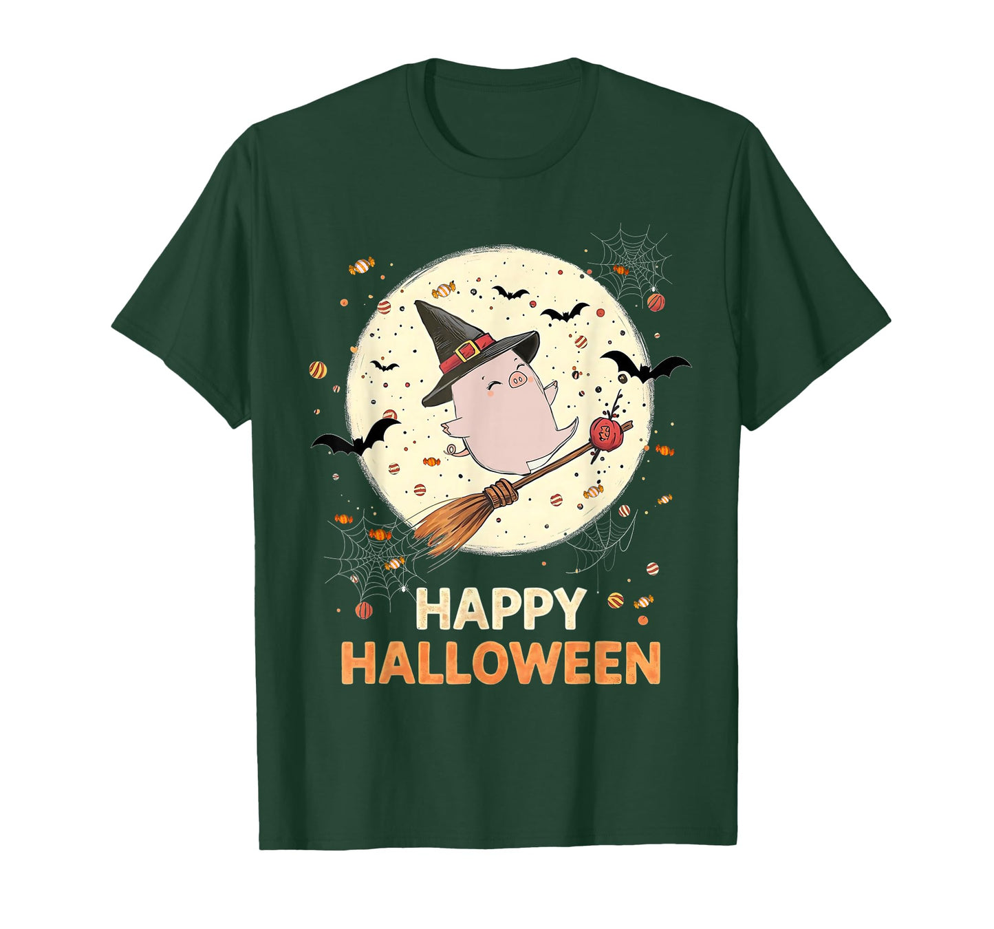 Pig Witch Candy Spooky Ghost Piglet Farmer Halloween Costume T-Shirt