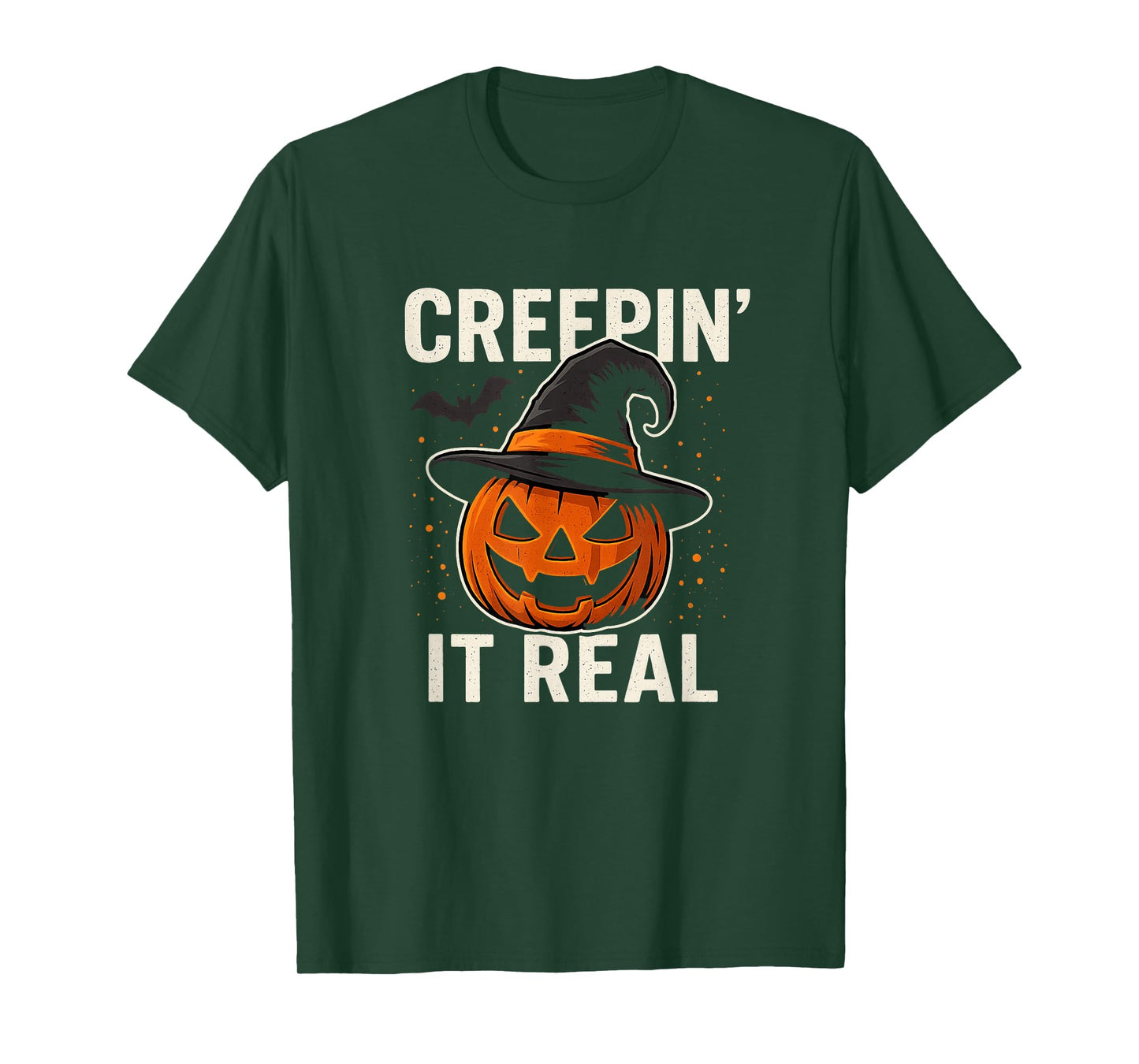 Creepin’ It Real Halloween Pumpkin Witch Hat Funny Spooky T-Shirt