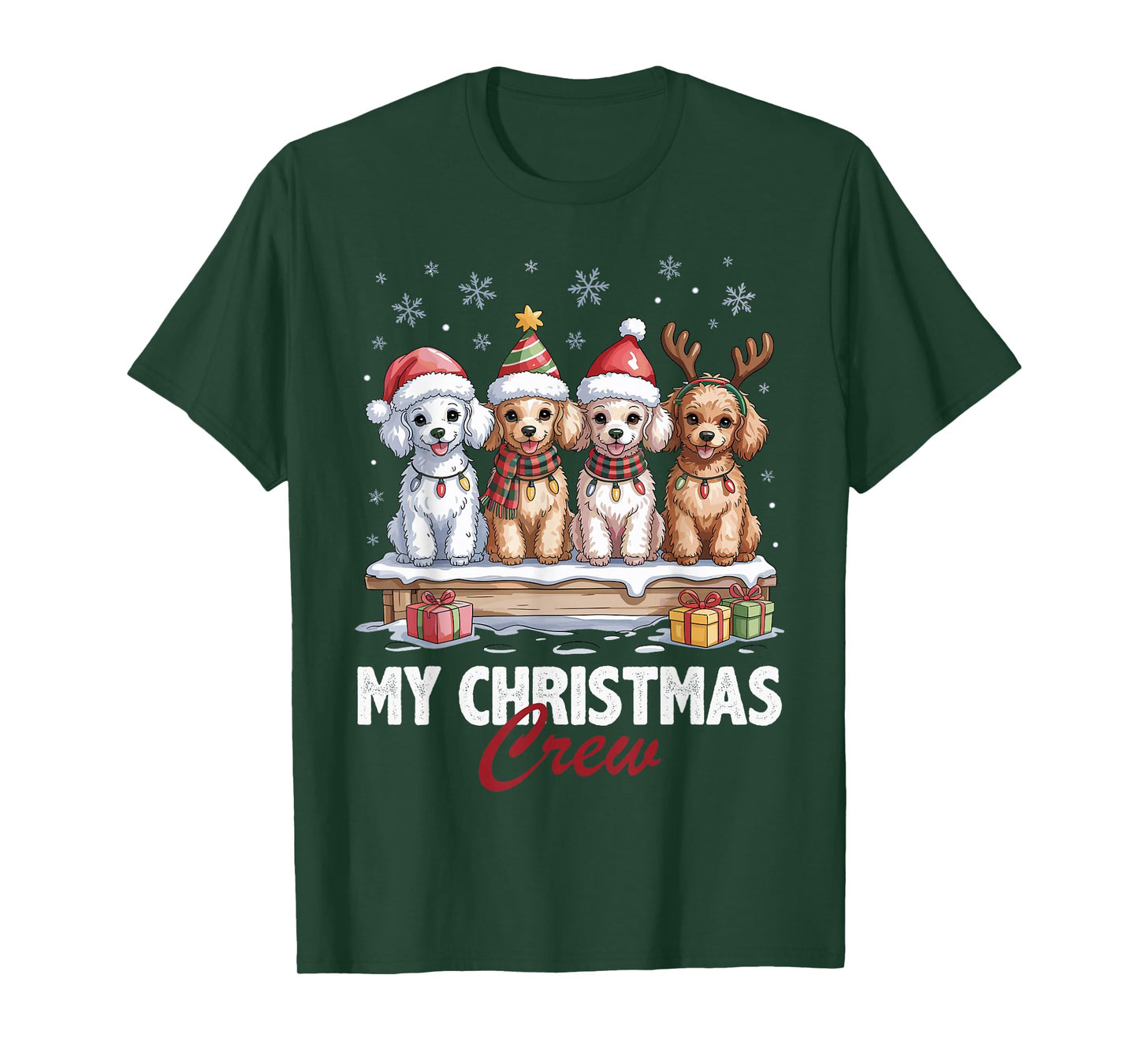 Poodle Christmas Crew Funny Dog Lovers Holiday Pajama T-Shirt