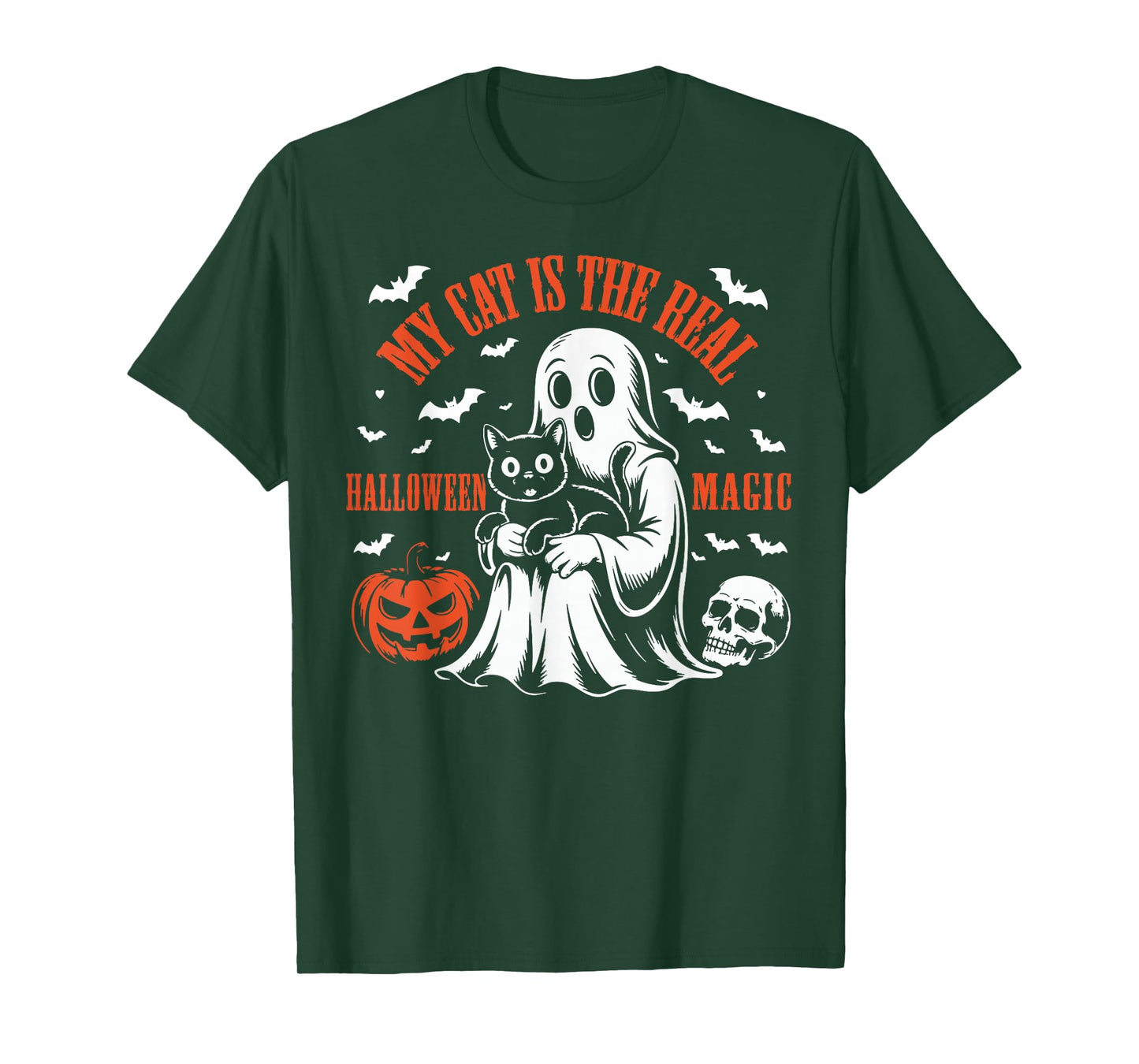 My Cat is The Real Halloween Magic Funny Pumpkin Cats Lovers T-Shirt