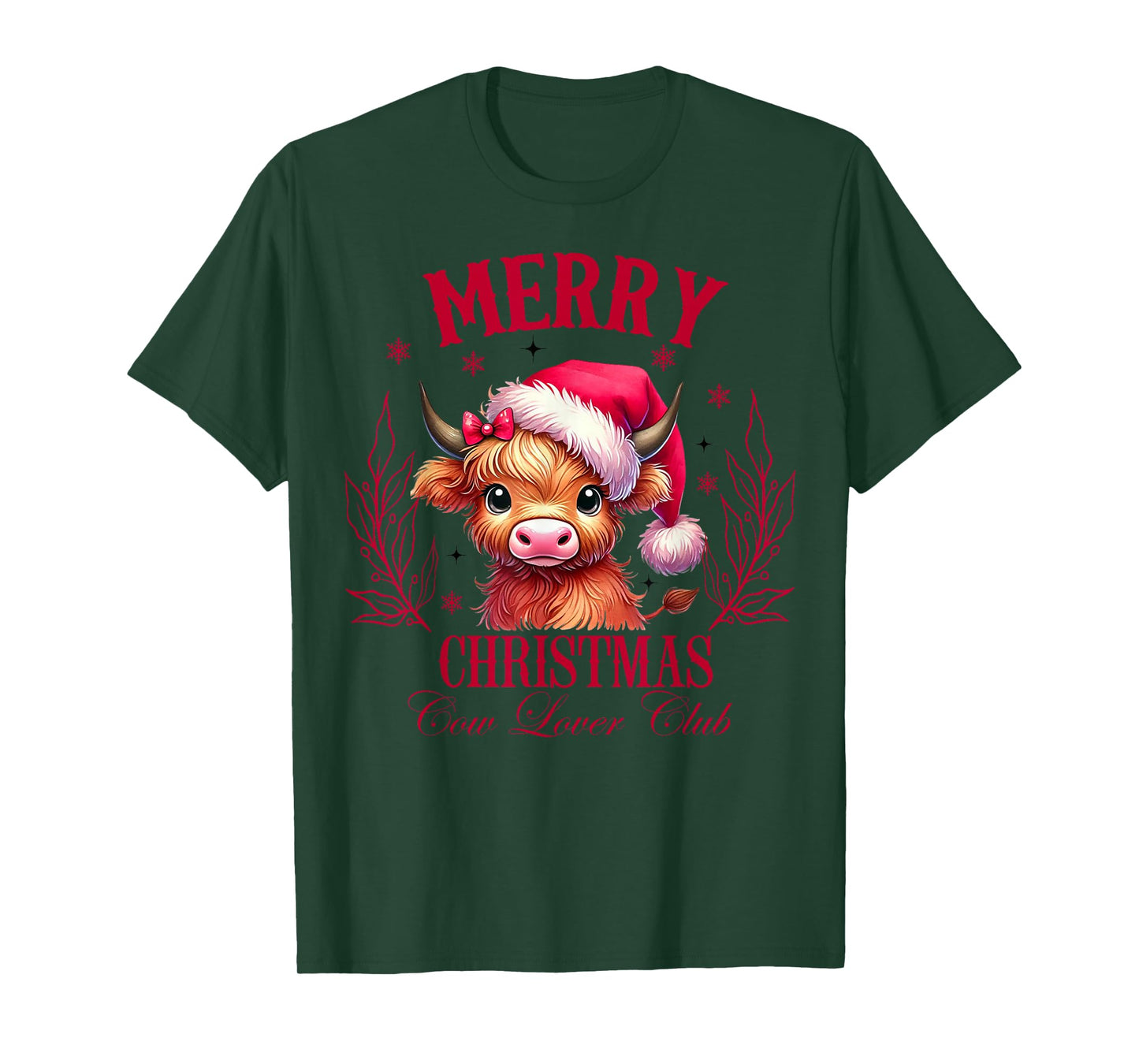 Merry Christmas Highland Cow Santa Farmer Cow Xmas Pajamas T-Shirt