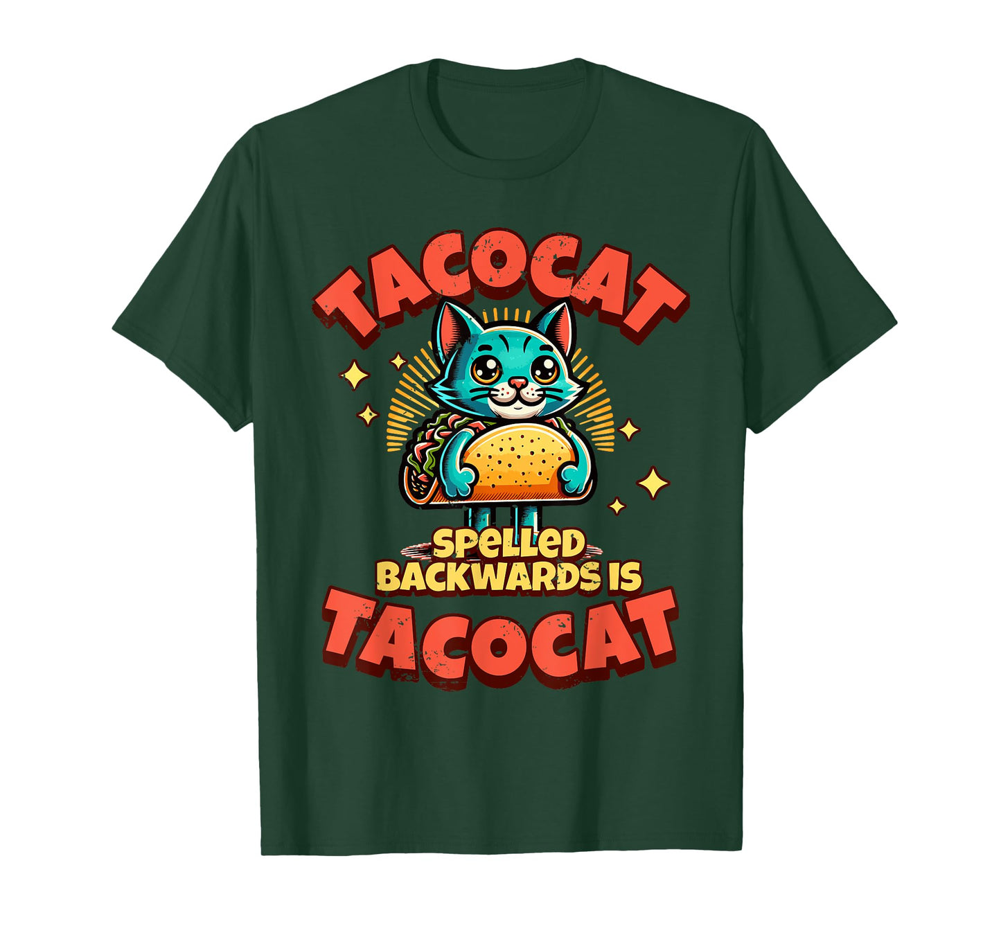 Retro Tacocat Spelled Backwards Is Taco Cat Tee, Cute Paws T-Shirt for Men Women Girls Kids