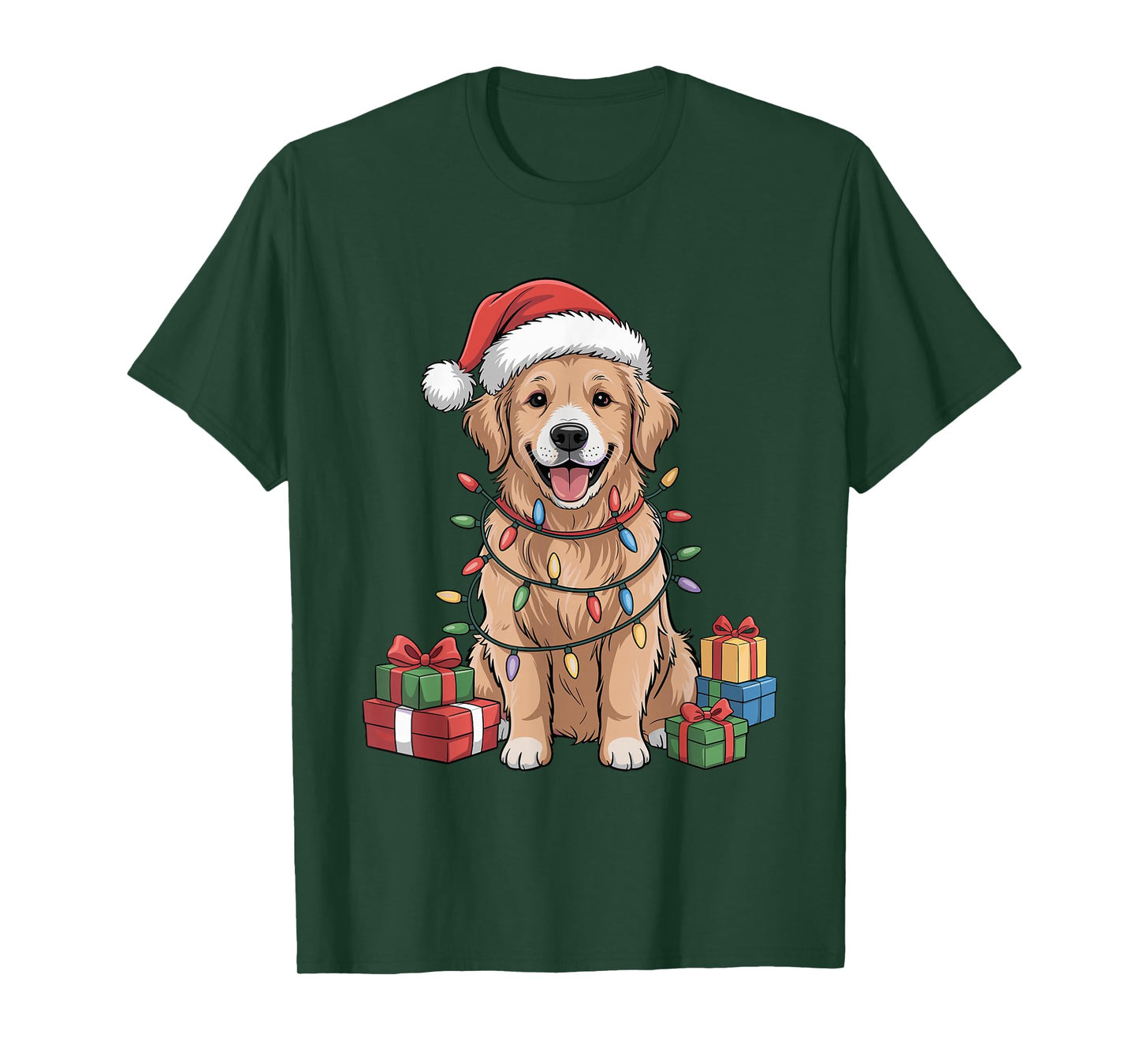 Golden Retriever Santa Hat Christmas Xmas Dog Lovers Holiday T-Shirt