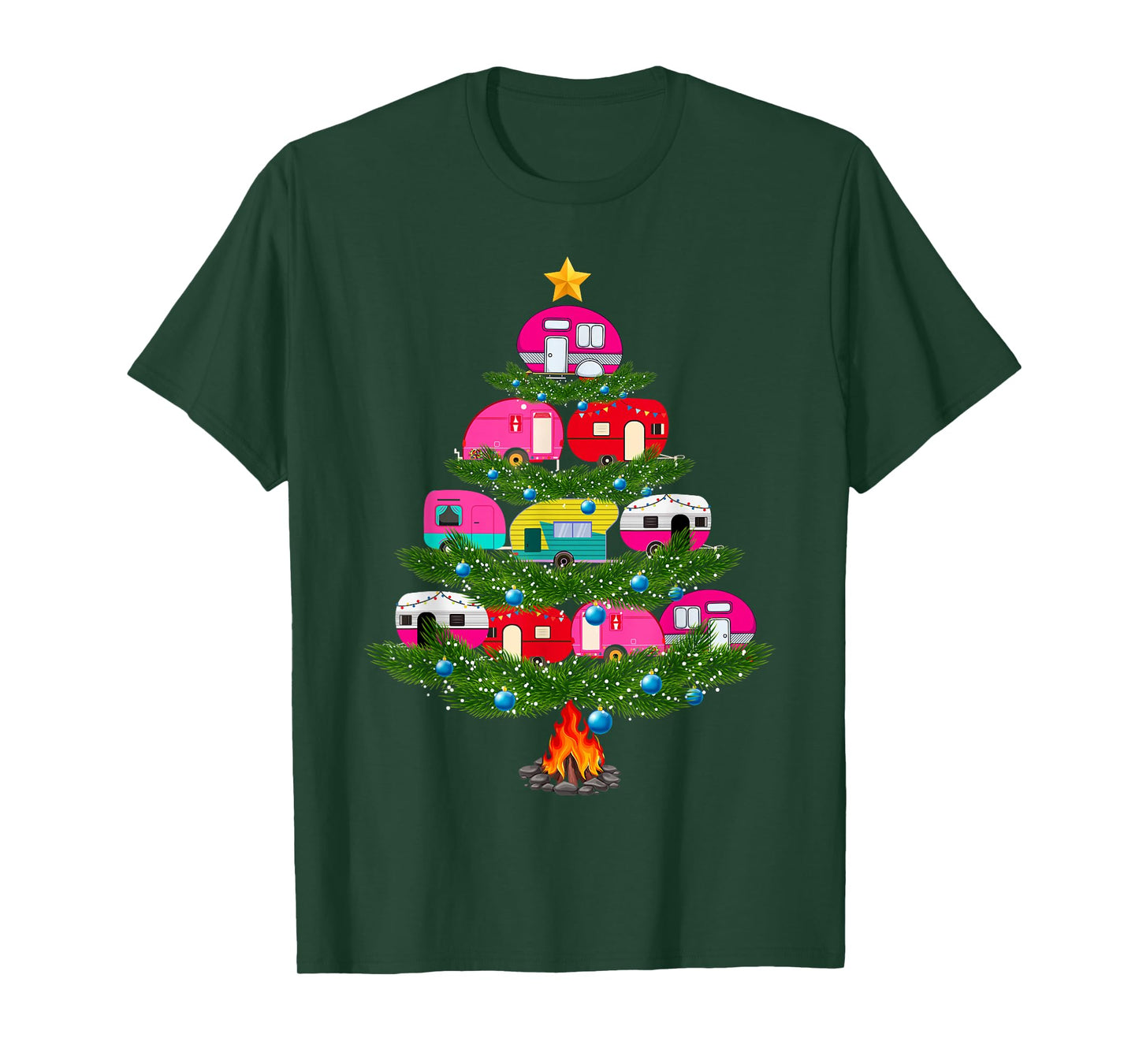 Lights Xmas Pajamas Family Matching Camping Christmas Tree T-Shirt