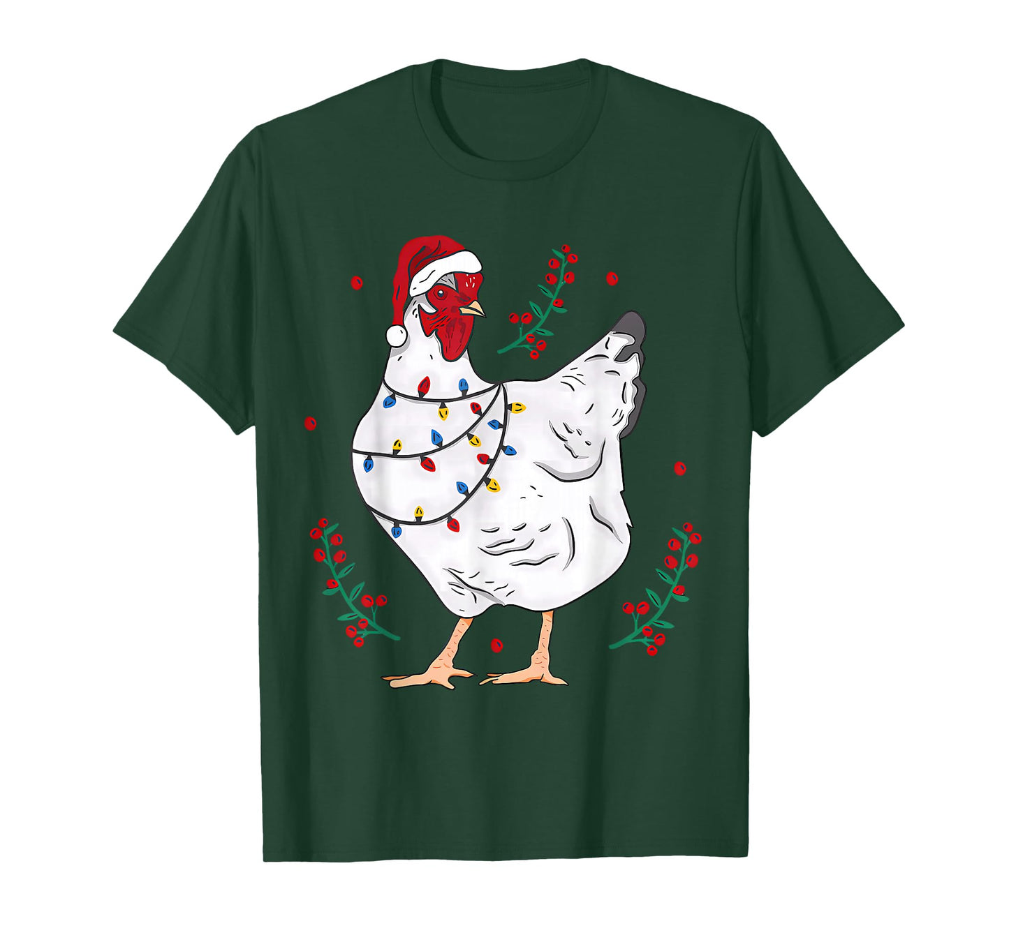 Christmas Lights Chicken Santa Funny Xmas Tree Chick T-Shirt