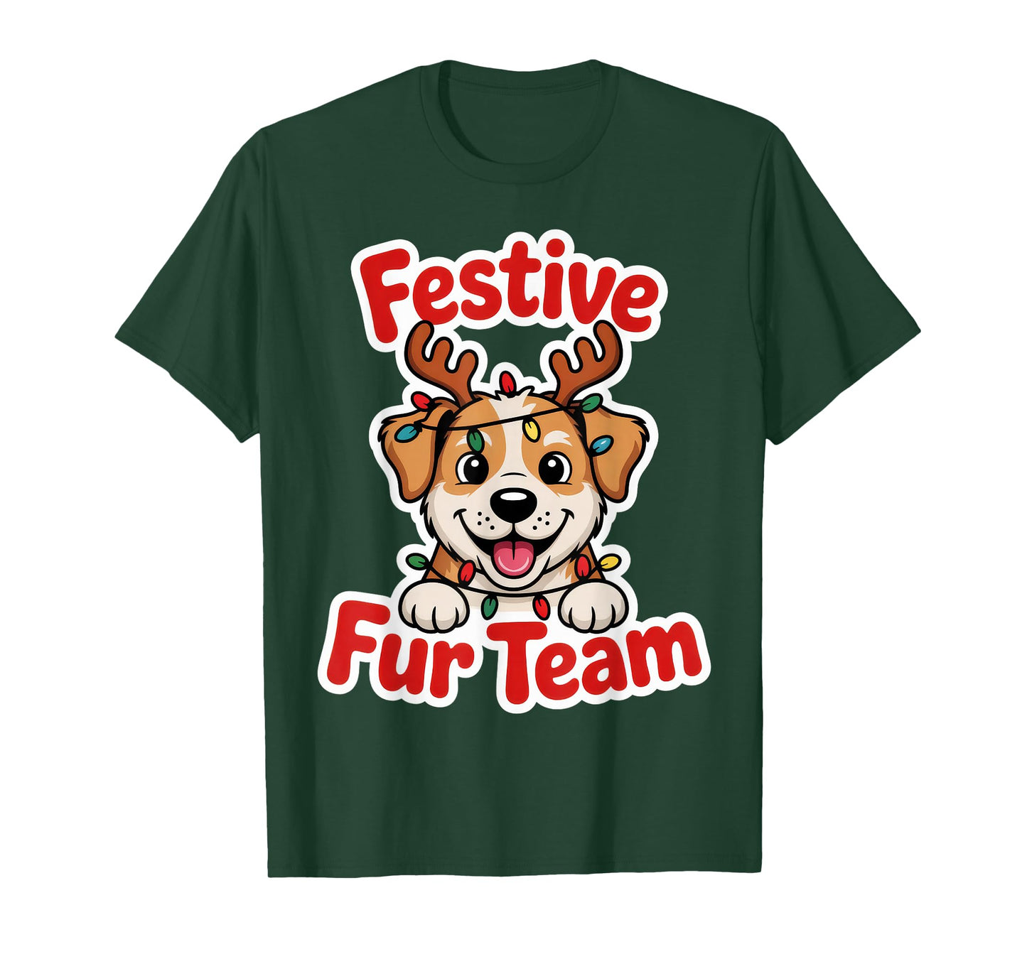 Festive Family Xmas Lighting Santa Dog Christmas Matching T-Shirt