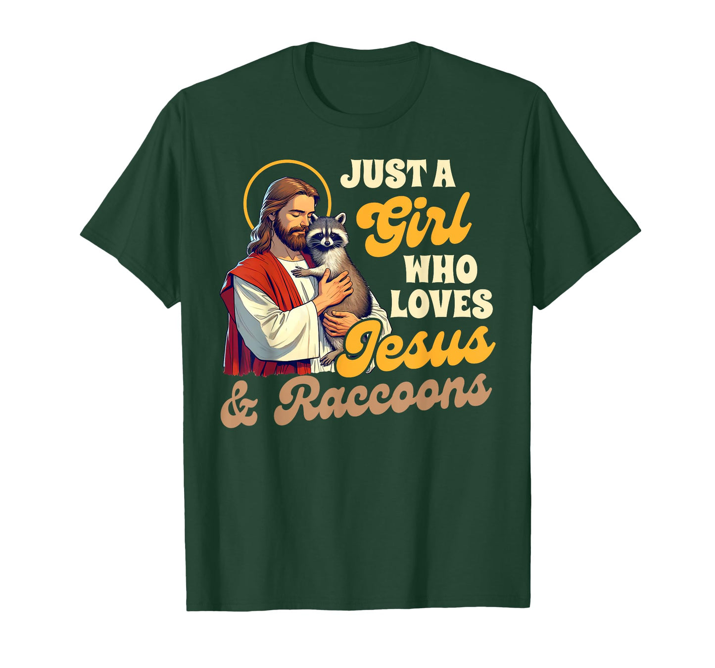 Christian Racoon Trash Panda A Girl Loves Jesus & Raccoons T-Shirt