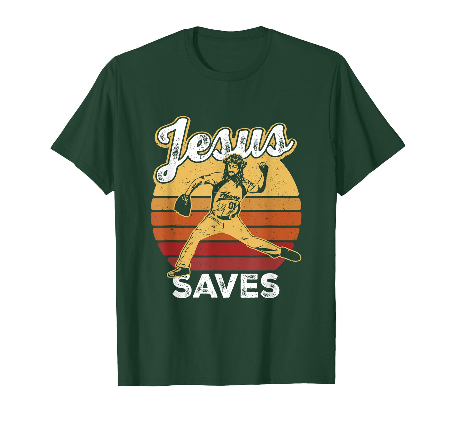 Retro Jesus a Saves Baseball Pitcher Fan Christian T-Shirt
