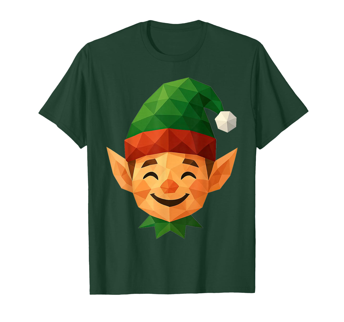 Low Poly Christmas Elf Face Geometric Polygon T-Shirt