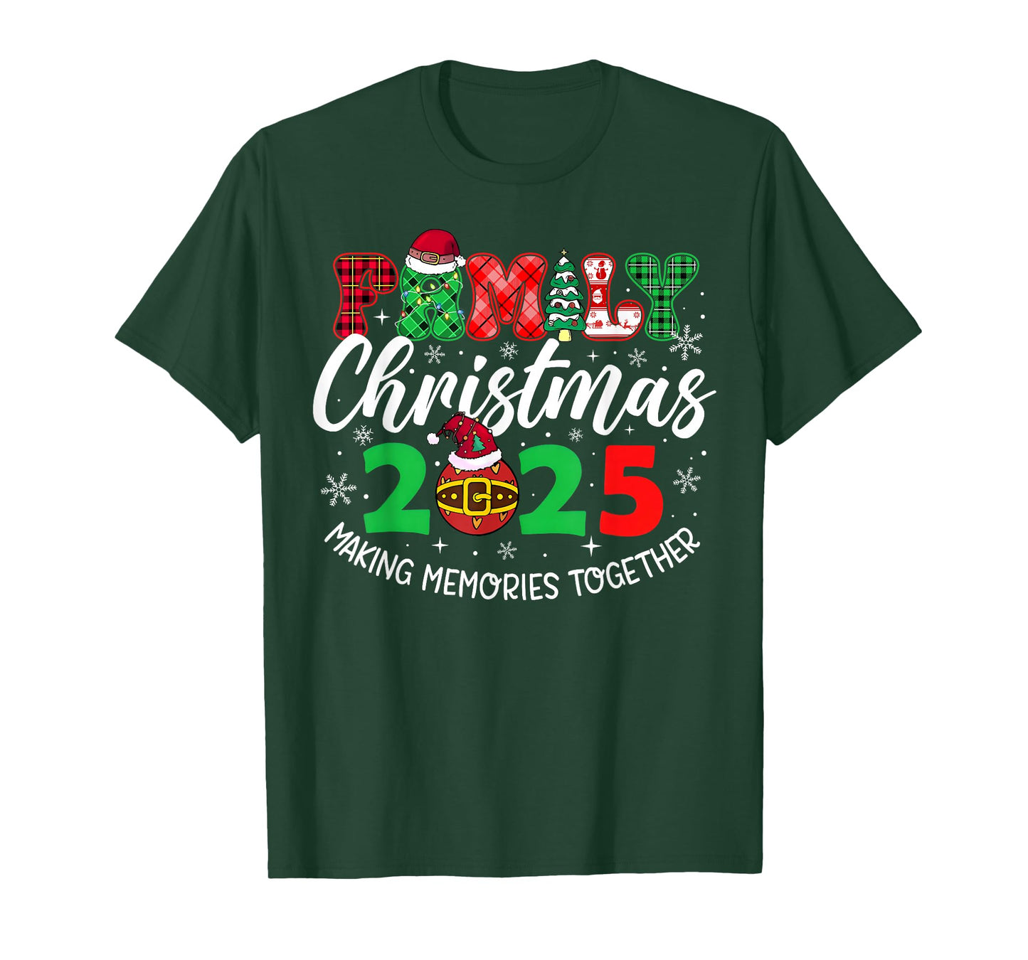 Family Christmas 2025 Xmas Lights Santa Snowflake Pajamas T-Shirt