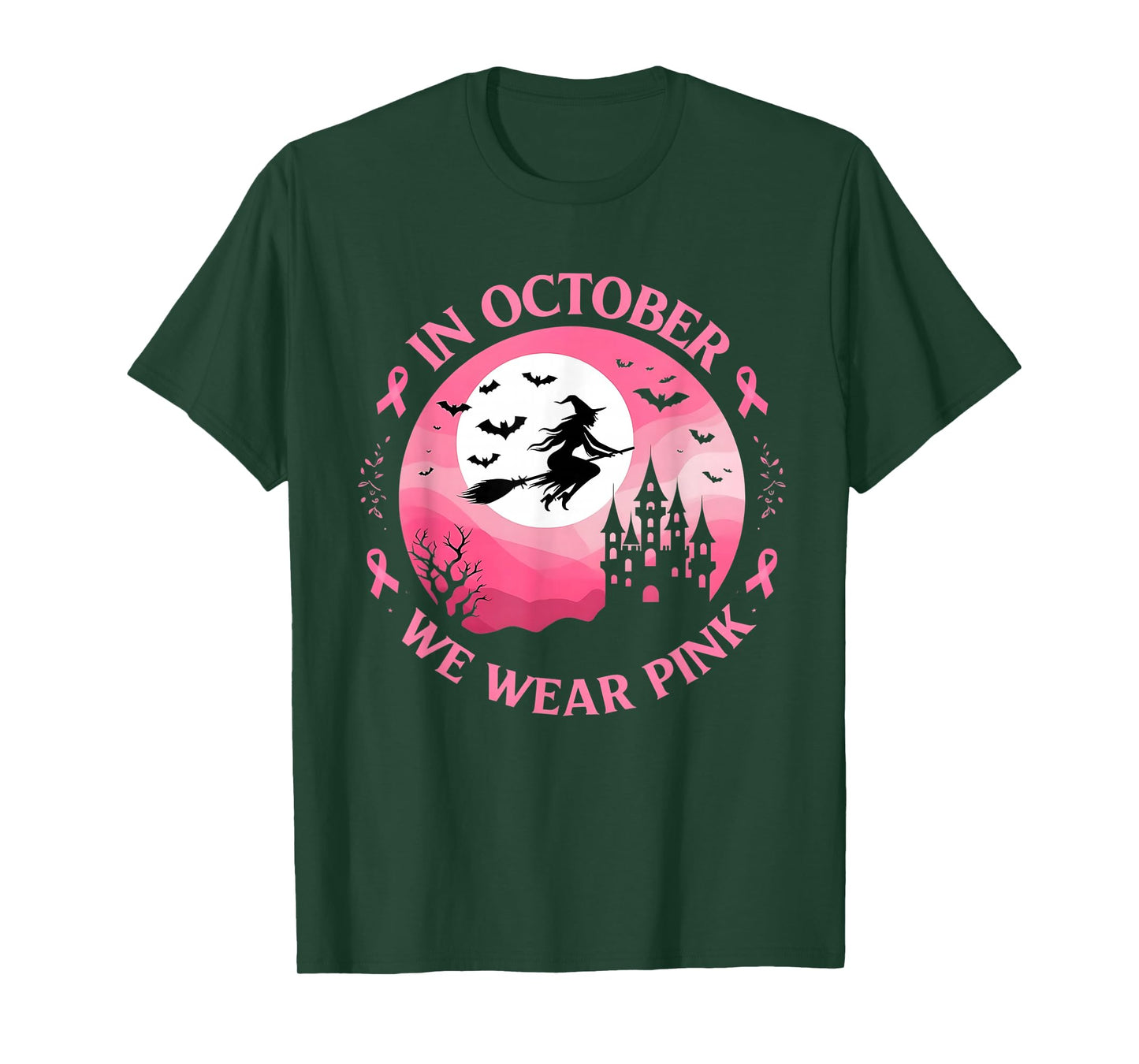 Breast Cancer Awareness in October We Wear Pink Witch T-Shirt