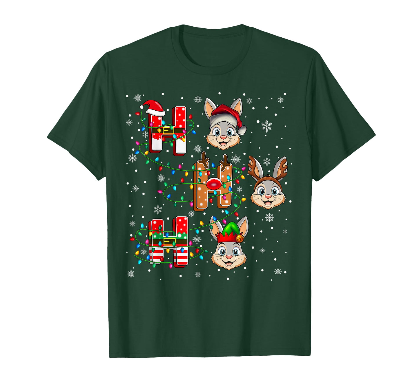 Ho Ho Ho Santa Reindeer Hat Elf Hare Animal Christmas T-Shirt