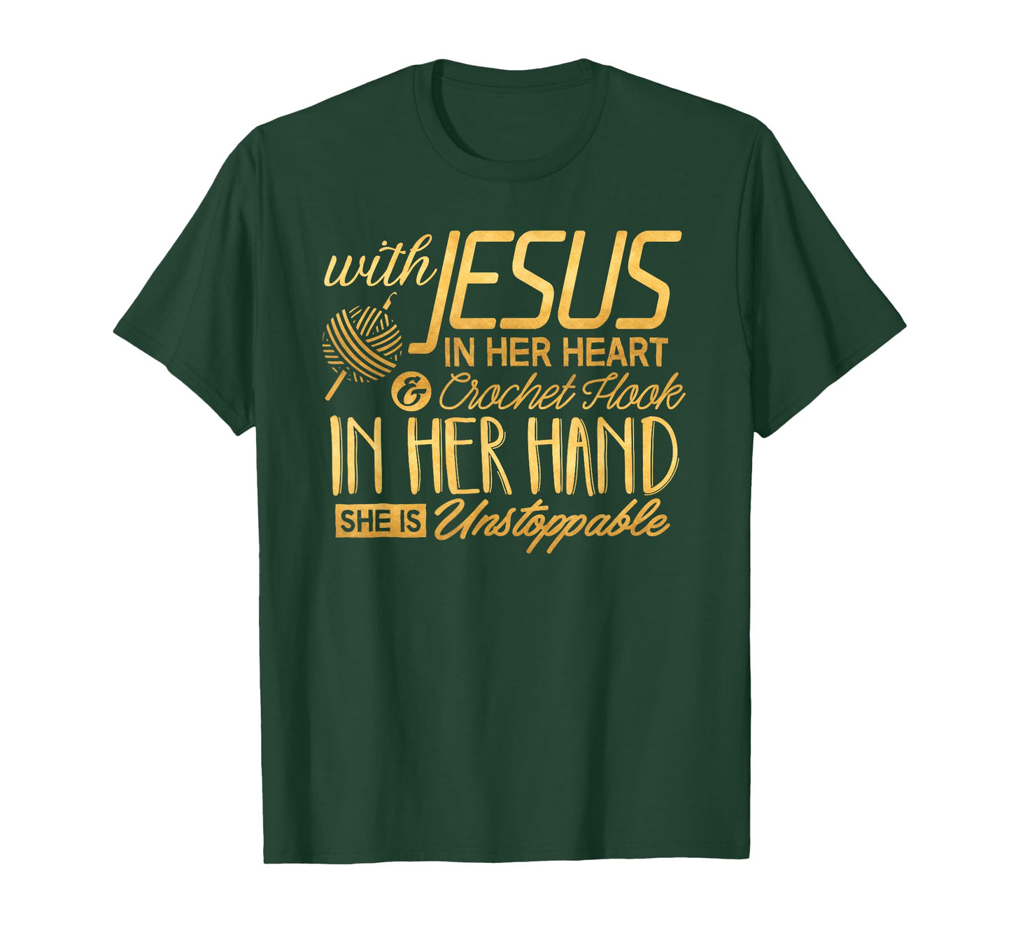 Crochet Shirt With Jesus in her Heart Crochet Hook Christian T-Shirt