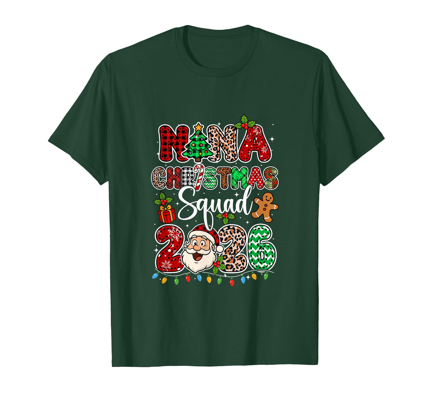 Nana Christmas Crew 2026 Leopard Funny Santa Family Group T-Shirt