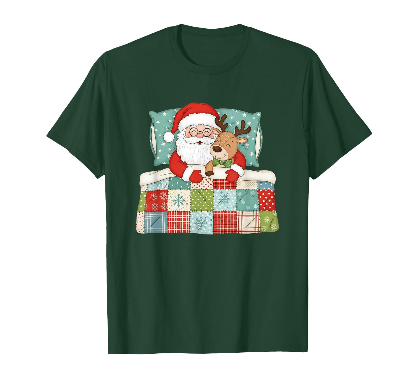Santa Claus and Reindeer Sleeping Christmas T-Shirt