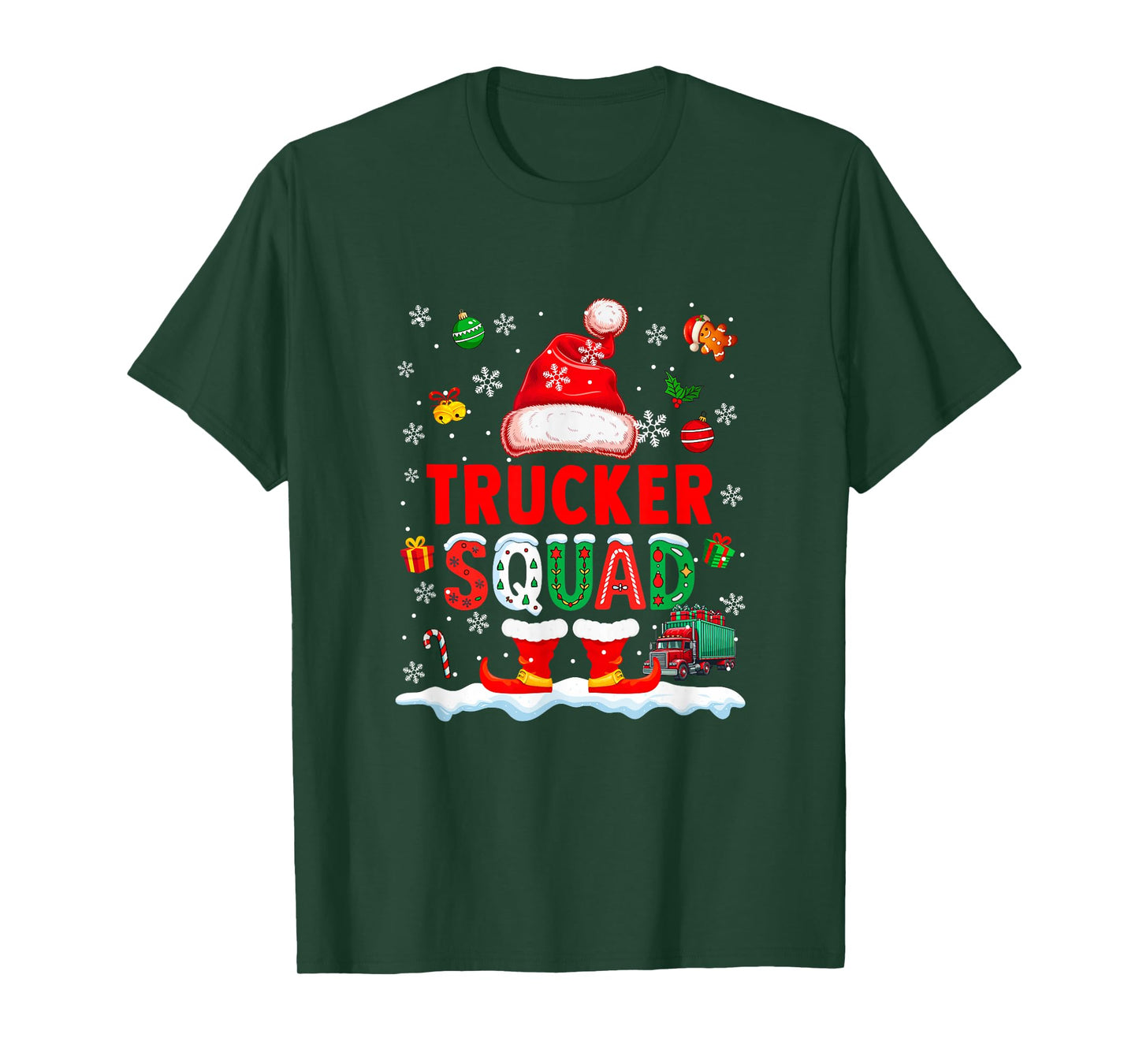 Trucker Squad Men Job Christmas Santa Costume Bow Tie T-Shirt