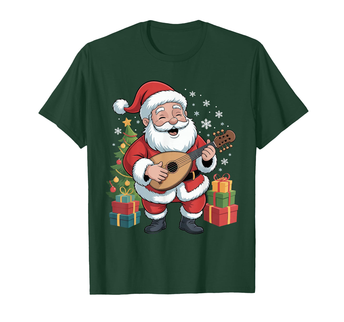 Funny Santa Christmas Design Lute Holiday Xmas Pajama T-Shirt