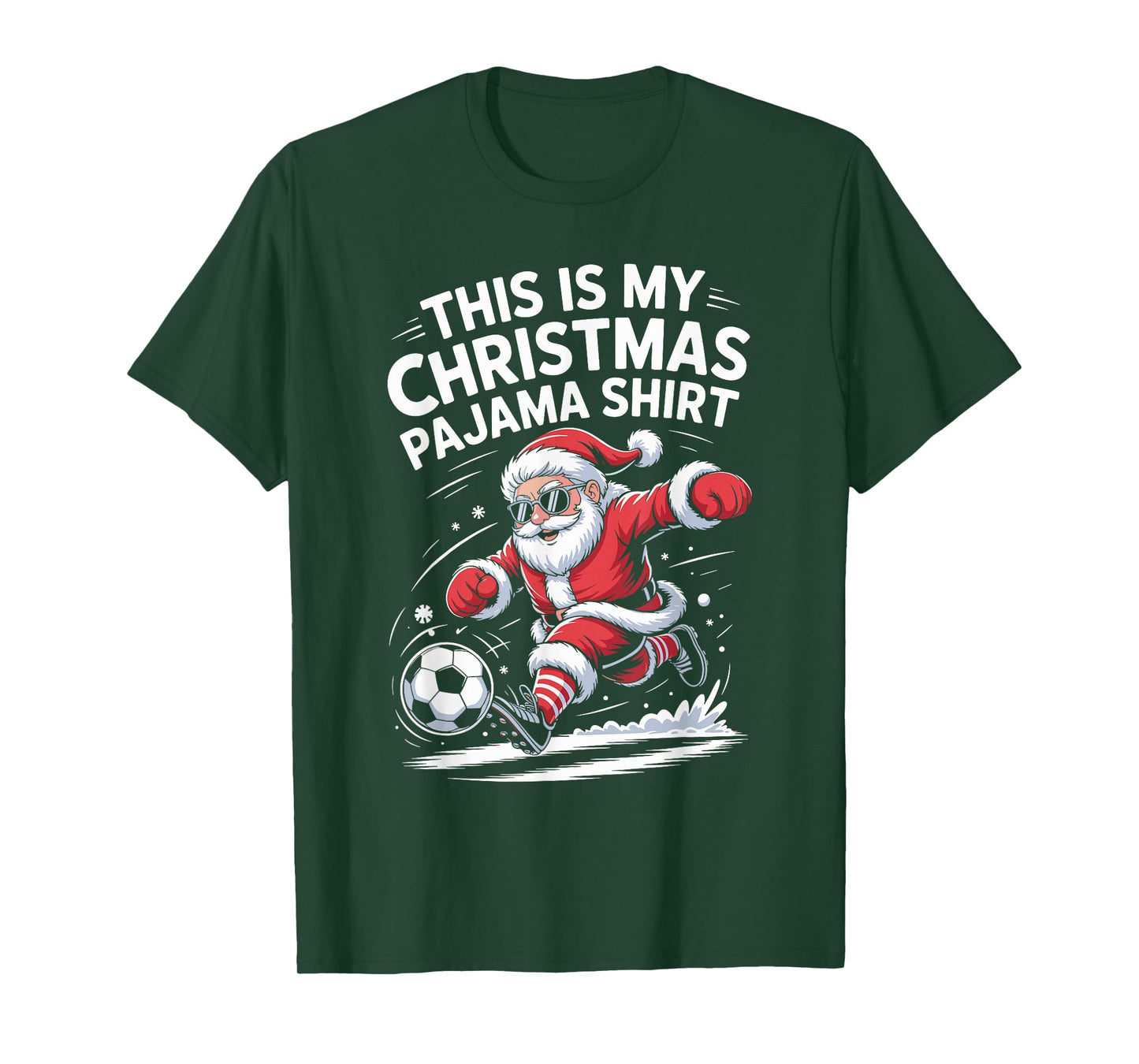Funny Santa Claus Soccer Player Christmas for Kids Men T-Shirt