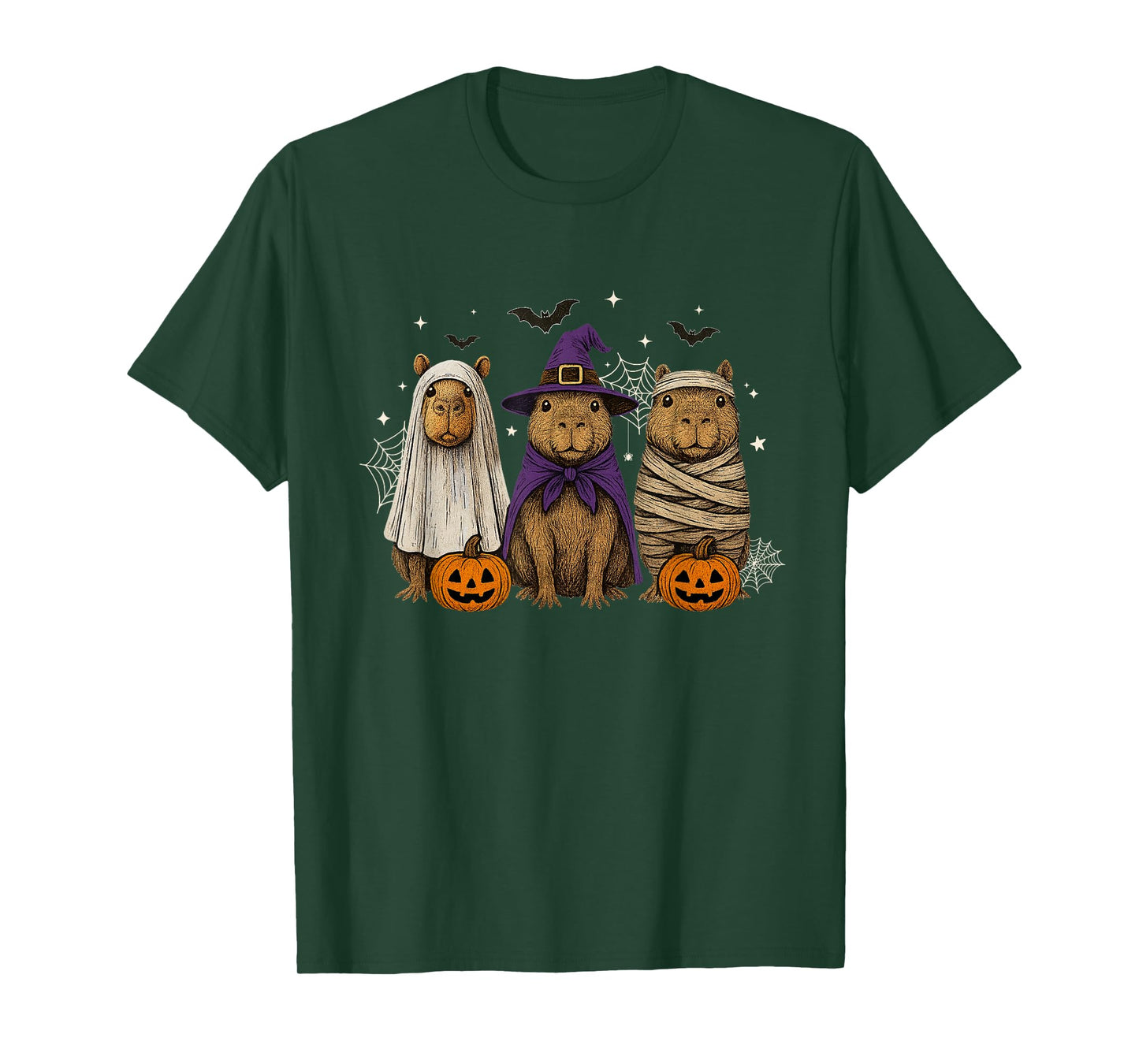 Capybara Ghost Witch Mummy Halloween Costume Men Women Kids T-Shirt