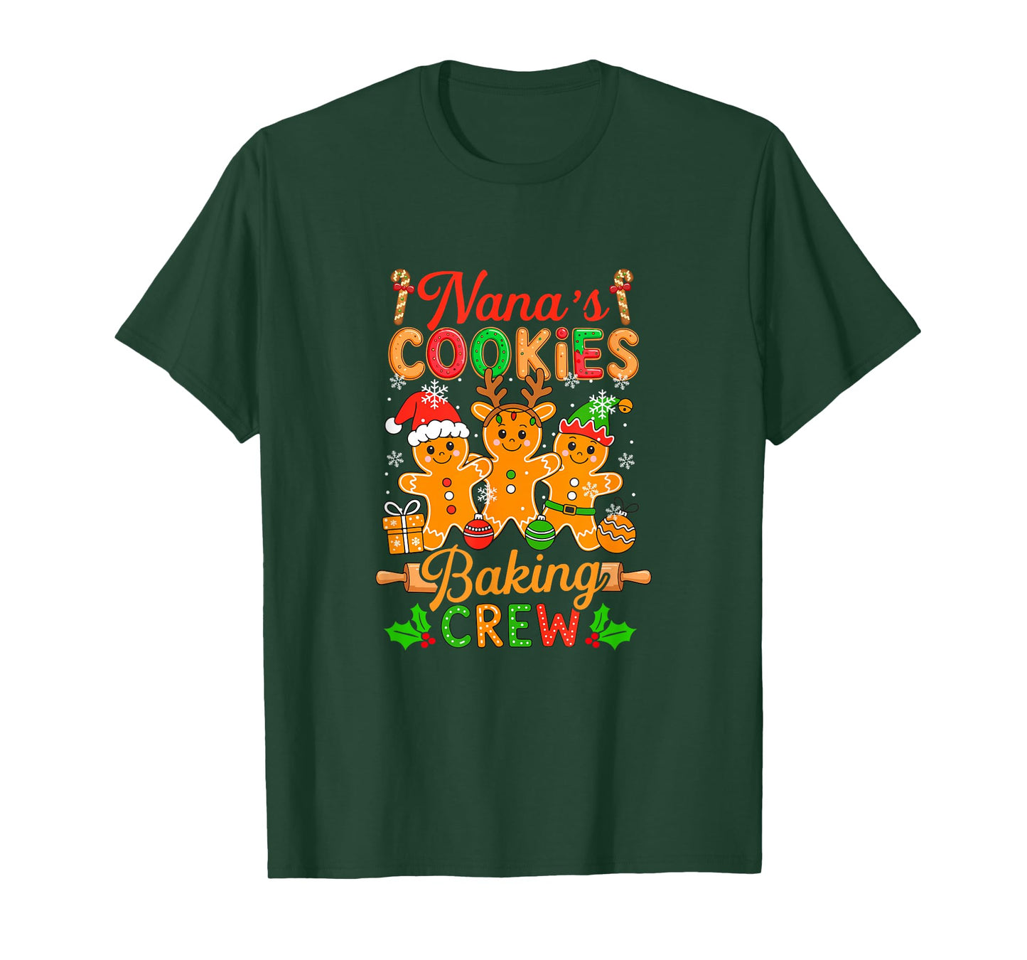 Nana's Xmas Cookie Baking Crew Funny Baker Gingerbreads T-Shirt
