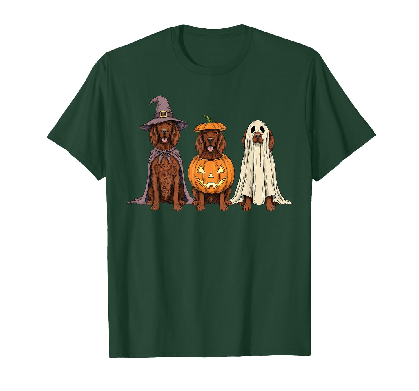 Spooky Ghost Irish Setter Pumpkin Halloween Dog Lover T-Shirt