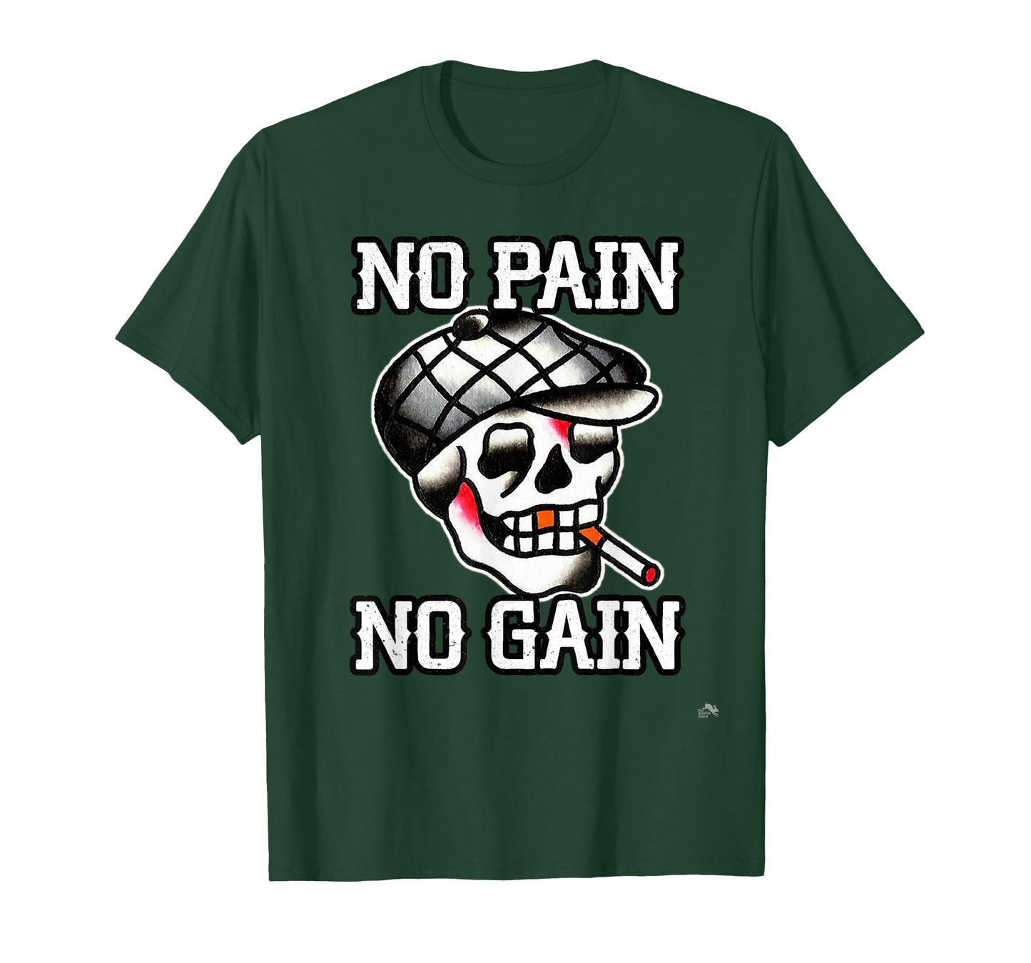 No Pain No Gain Smoking Tattoo Skull T-Shirt