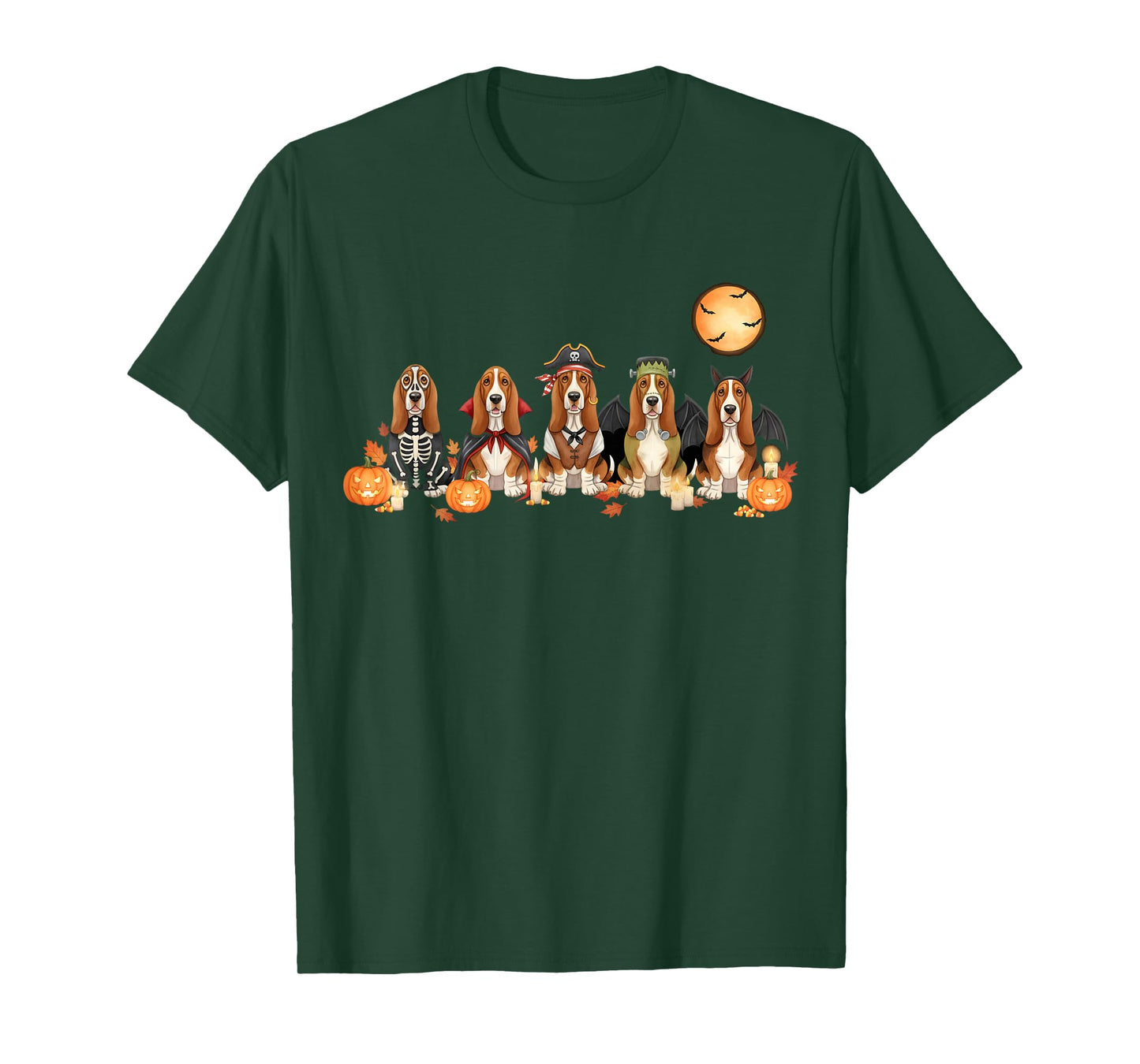 Spooky Basset Hound Dogs Ghost Witch Mummy Basset Costume T-Shirt