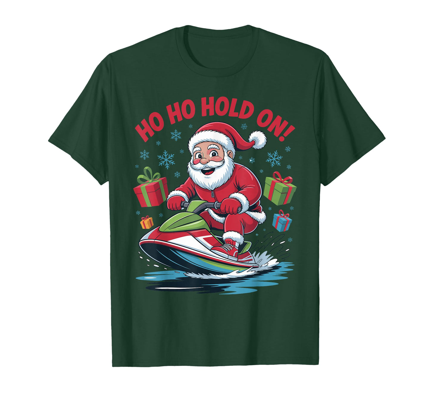 Funny Santa Jet Skiing Lover Christmas Xmas Pajama Men Women T-Shirt