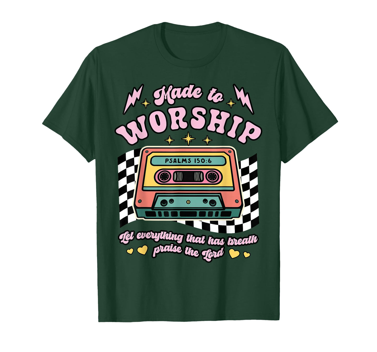 Retro Cassette Made to Worship Christian Music Bible Faith T-Shirt